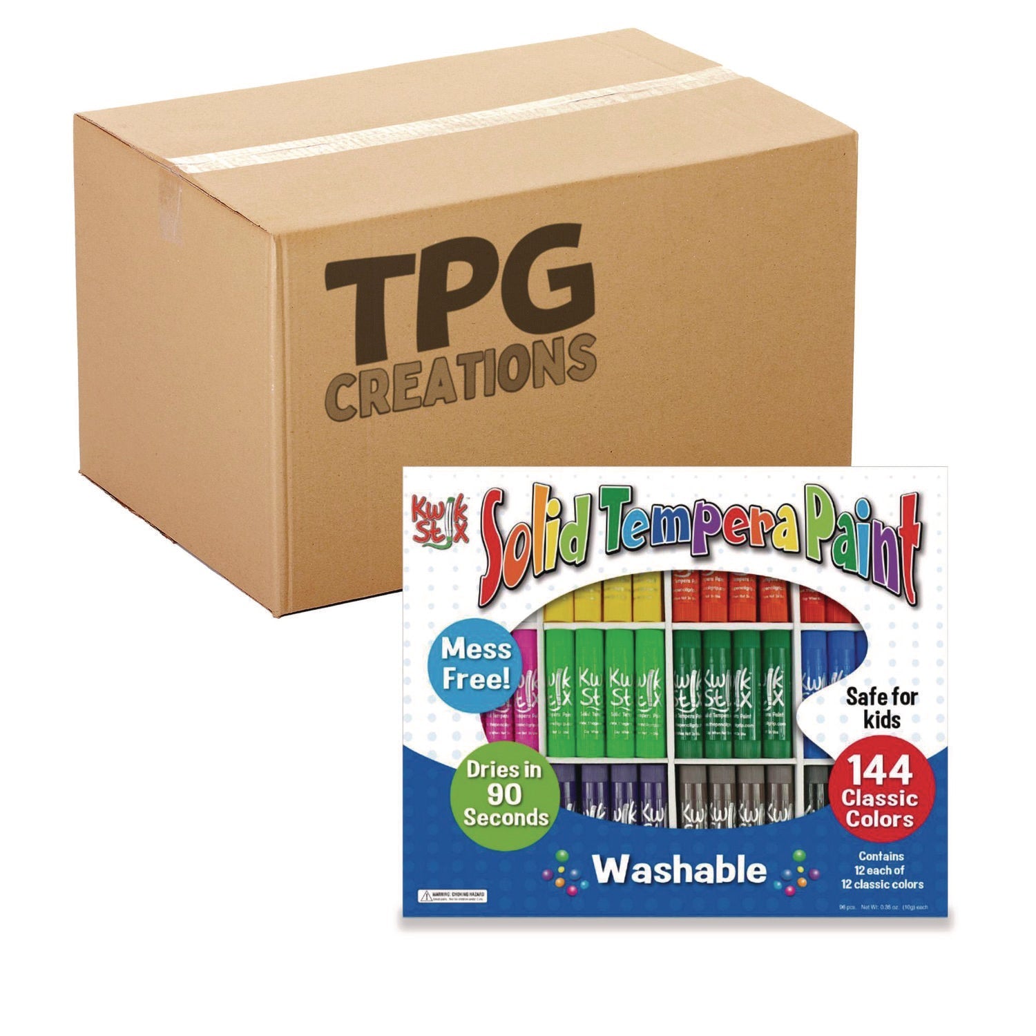 tpg-creations-kwik-stix-tempera-paint-set-12-assorted-classic-colors-144-pack-2-packs-carton-tpg64402_1