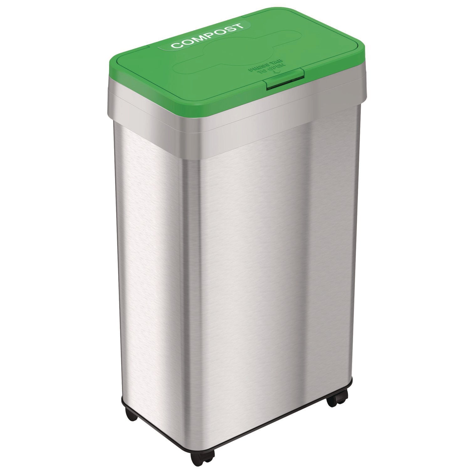 hls-commercial-r-open-top-compost-bin-with-wheels-and-color-coded-lid-21-gal-plastic-stainless-steel-silver-green-hlmhls21uotmcop_1
