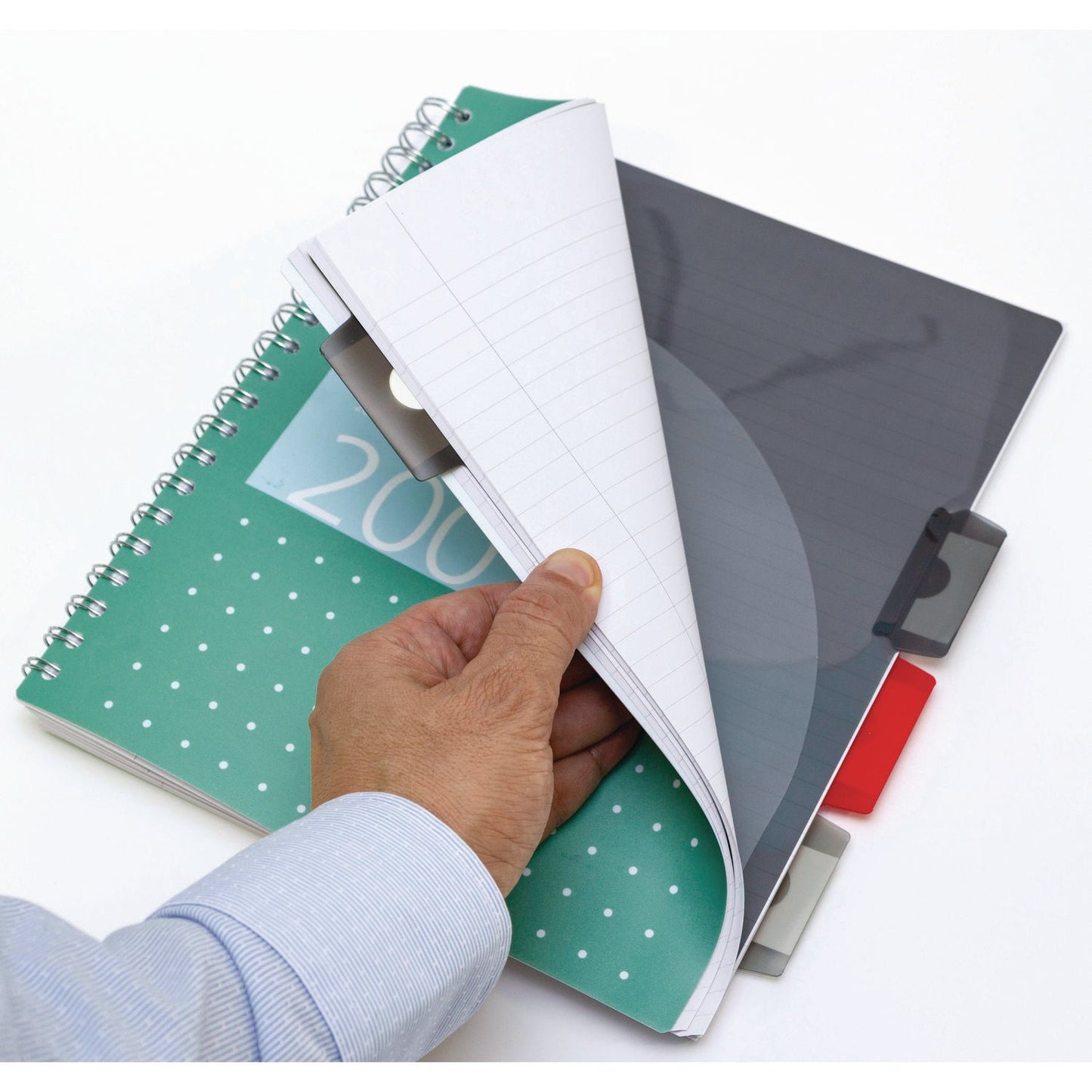 pukka-pad-letter-size-project-book-5-subject-medium-college-rule-metallic-green-with-white-dots-cover-100-11-x-8-5-sheets-3-pack-puk8748met_3