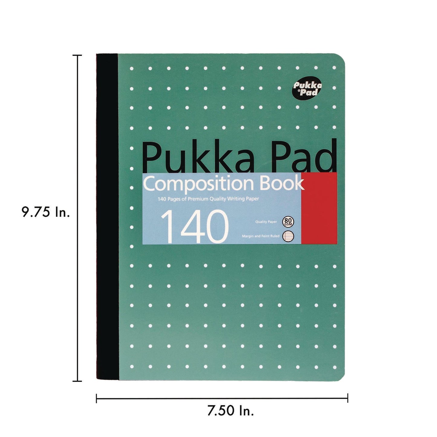 pukka-pad-composition-book-medium-college-rule-metallic-green-with-white-dots-cover-70-9-75-x-7-5-sheets-4-pack-puk8796met_4