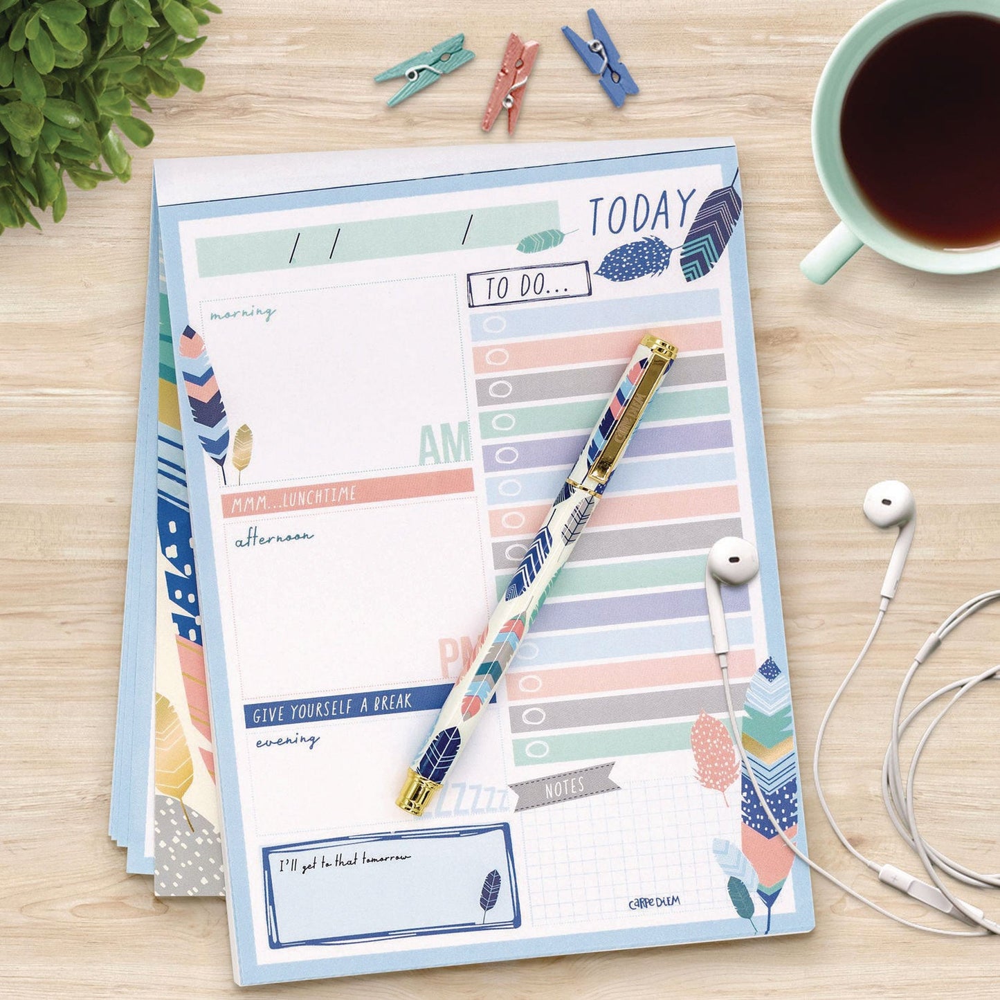 pukka-pad-daily-planner-feathers-8-27-x-5-83-blue-cream-pink-cover-2-month-undated-6-pack-puk9218cd_4