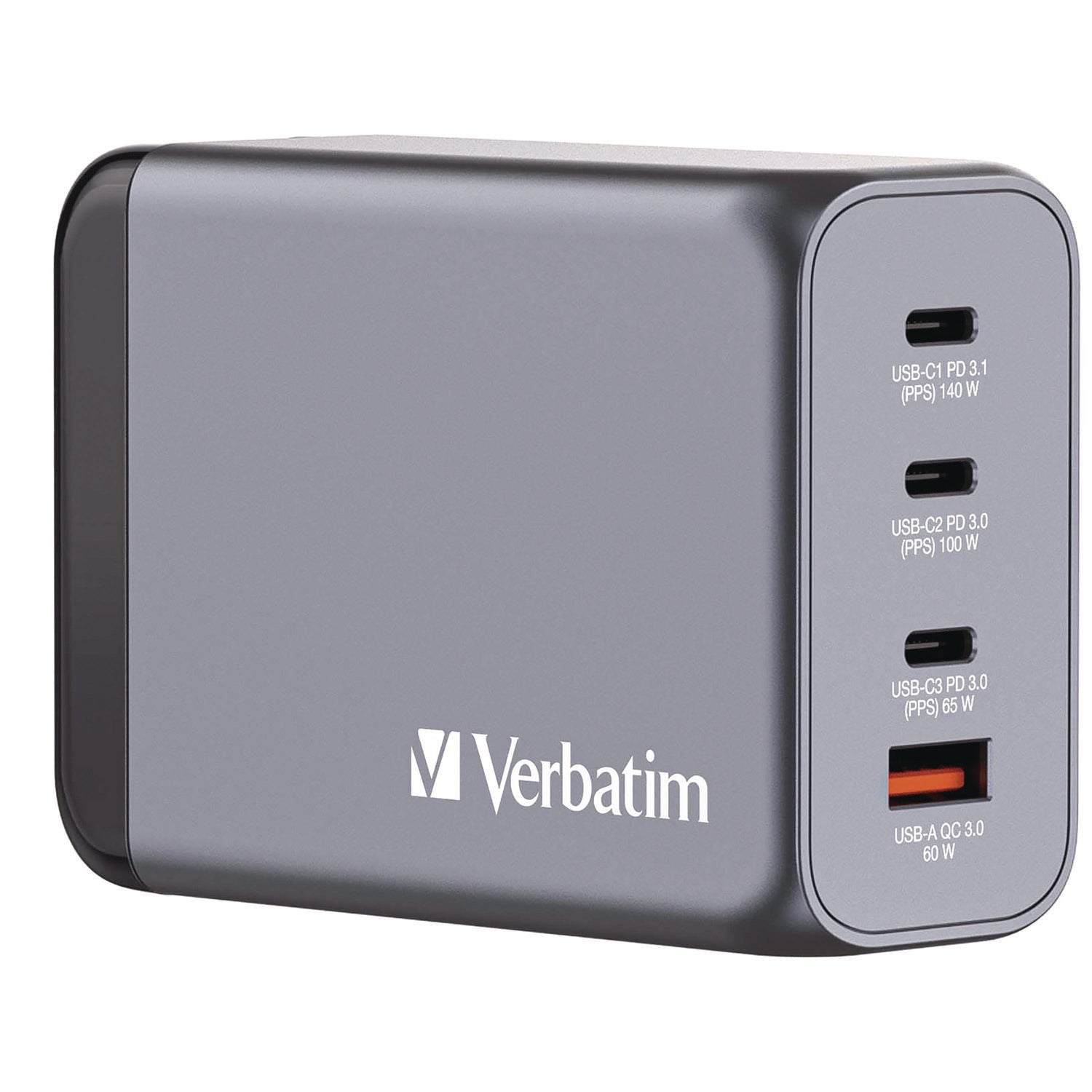 verbatim-240-w-4-port-gan-wall-charger-black-gray-ver32205_1