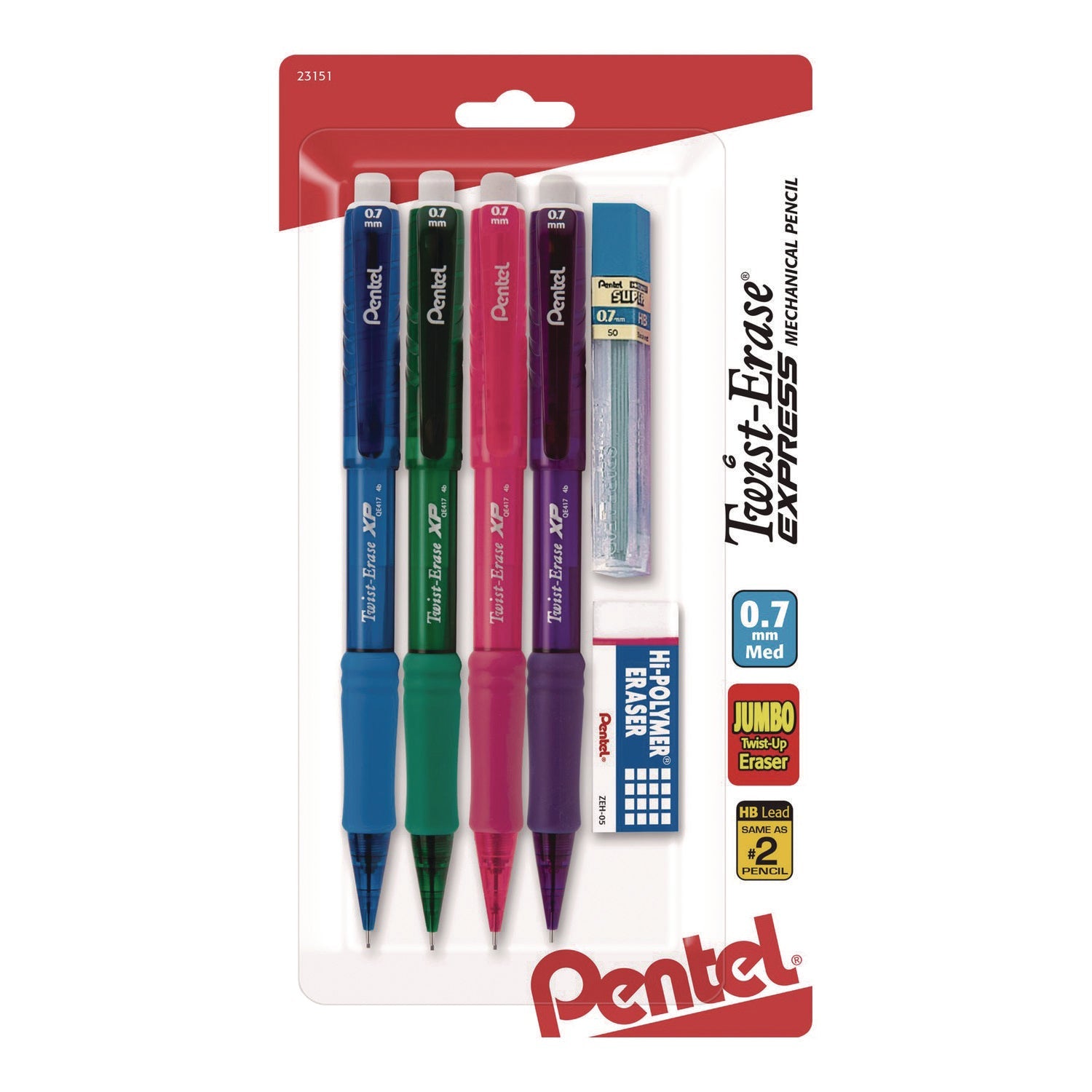 pentel-r-twist-erase-express-mechanical-pencil-0-7-mm-hb-2-black-lead-assorted-color-barrels-4-pack-penqe417flzbp4_1