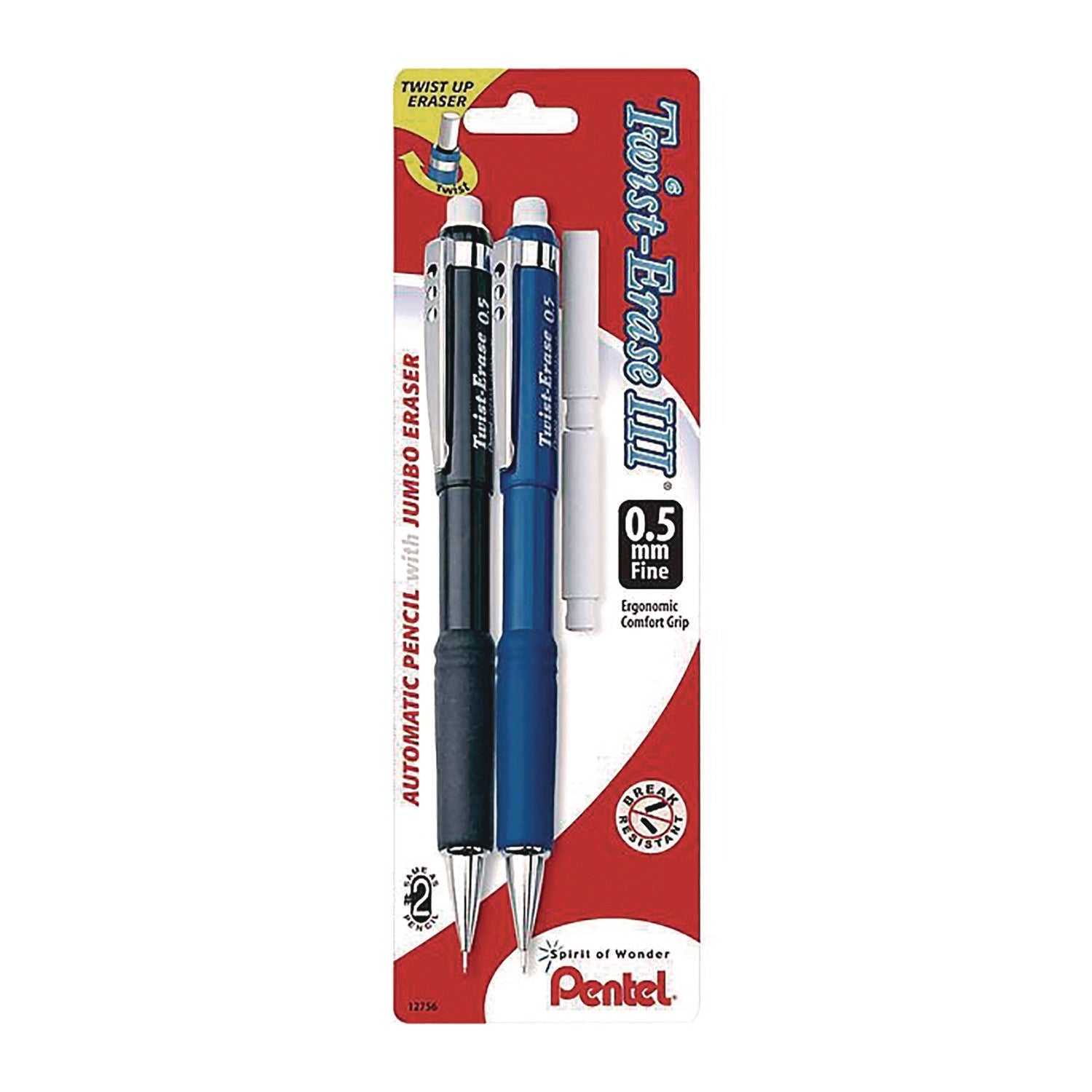 pentel-r-twist-erase-iii-mechanical-pencil-0-5-mm-hb-2-black-lead-black-blue-barrel-2-pack-penqe515bpk6_1