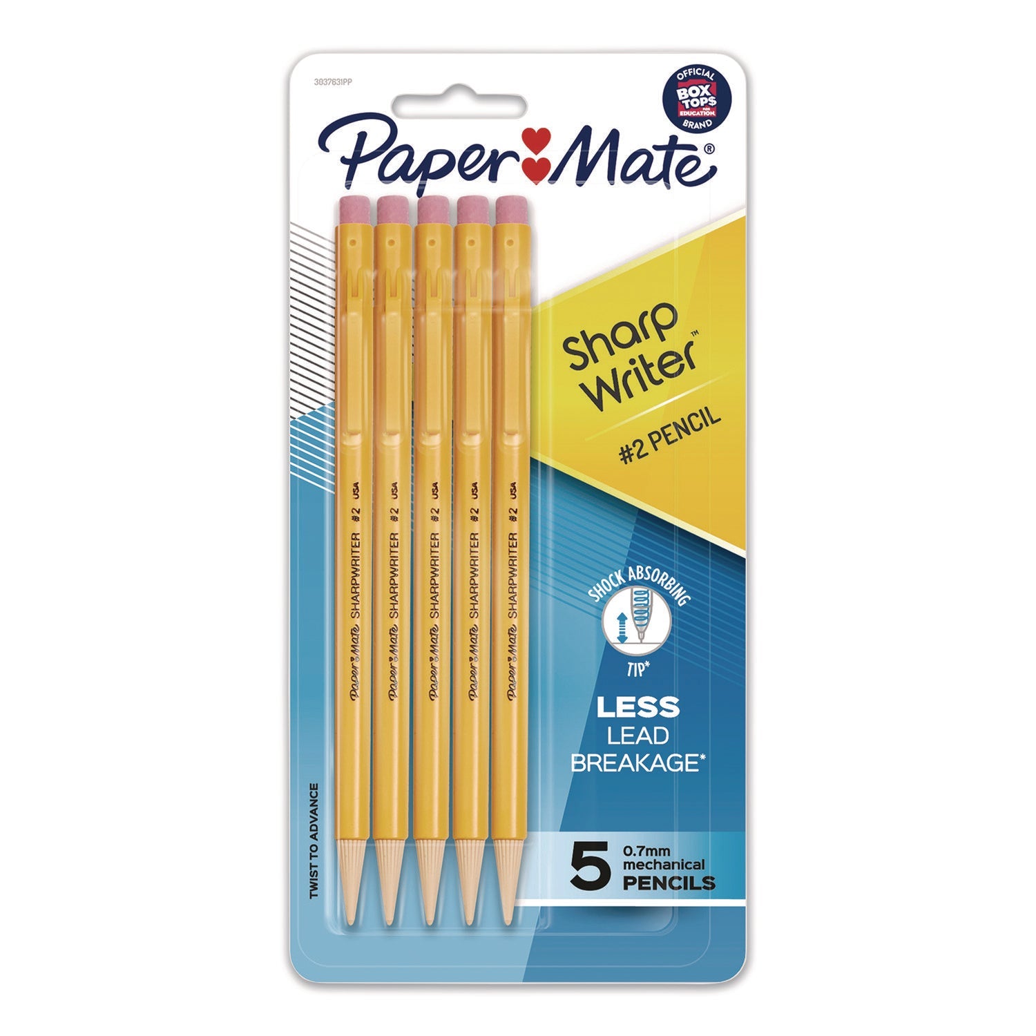 paper-mate-r-sharpwriter-mechanical-pencil-0-7-mm-hb-2-black-lead-classic-yellow-barrel-5-pack-pap30376bpp_1
