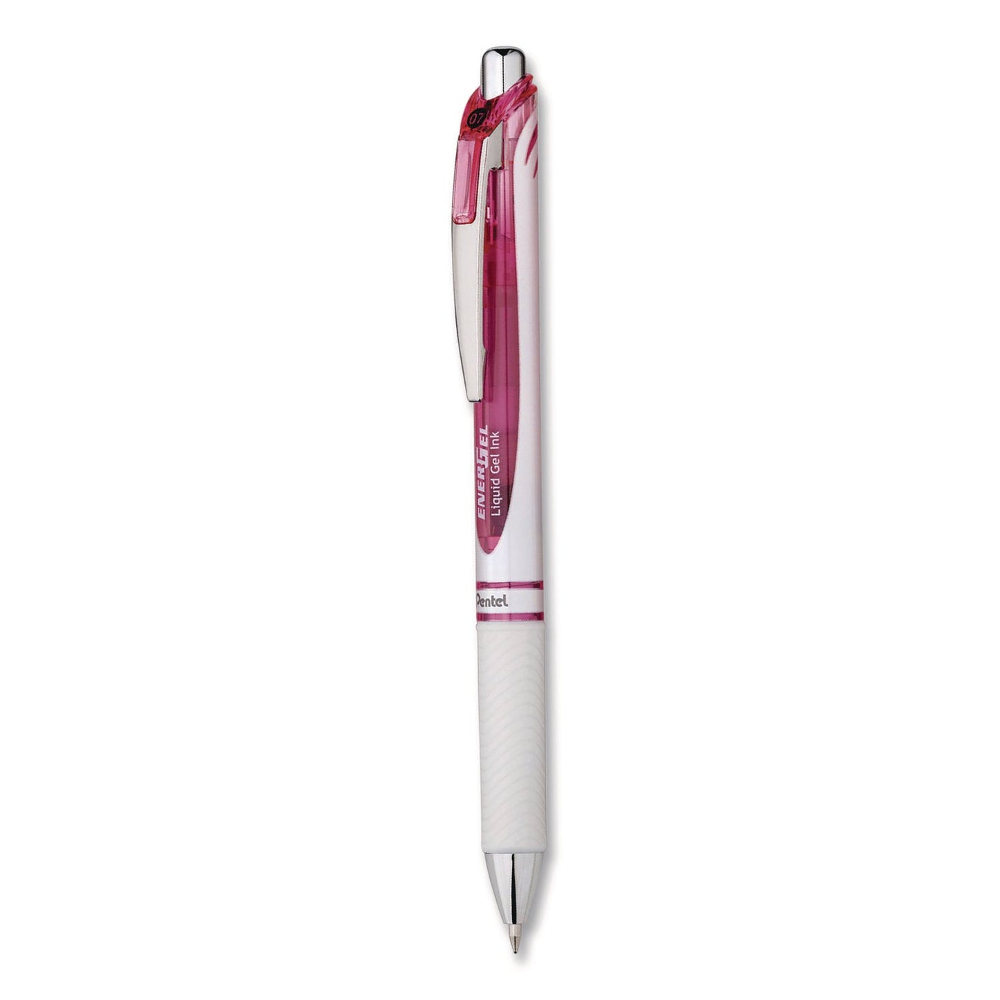 pentel-r-energel-rtx-deluxe-gel-pen-retractable-medium-0-7-mm-black-ink-pearl-translucent-pink-barrel-dozen-penbl77pwpadz_4