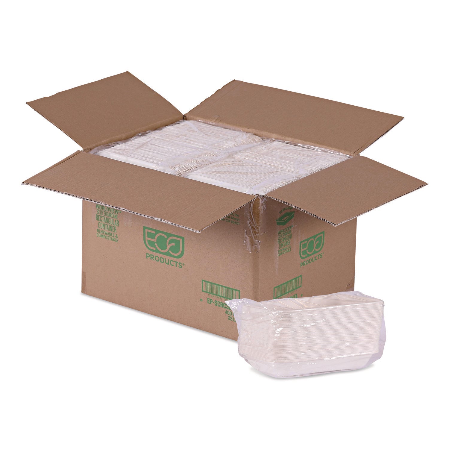 eco-products-r-worldview-vanguard-rectangular-container-32-oz-4-71-x-7-01-x-1-04-white-sugarcane-fiber-400-carton-ecoepscrc32nfa_1