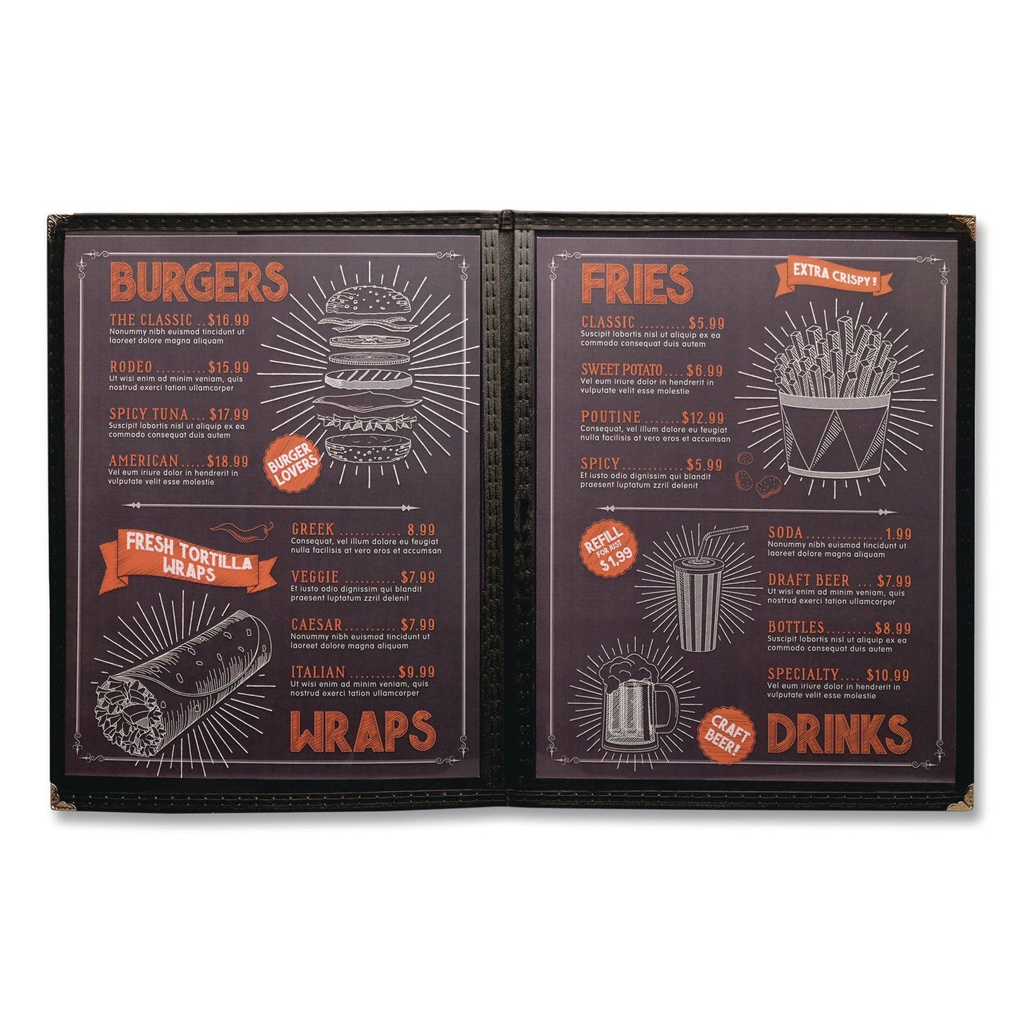 excello-global-products-r-menu-holder-for-8-5-x-11-menus-portrait-orientation-4-view-9-6-x-11-9-clear-black-silver-exosplsmenu41pk_2