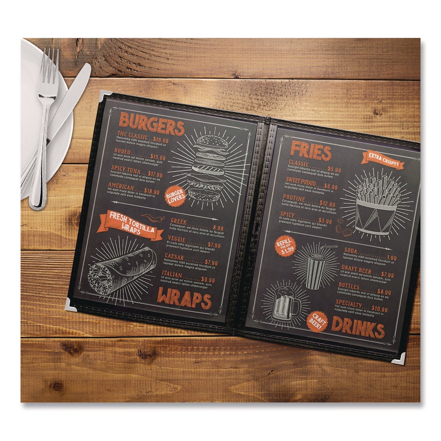 excello-global-products-r-menu-holder-for-8-5-x-11-menus-portrait-orientation-4-view-9-6-x-11-9-clear-black-silver-exosplsmenu41pk_3