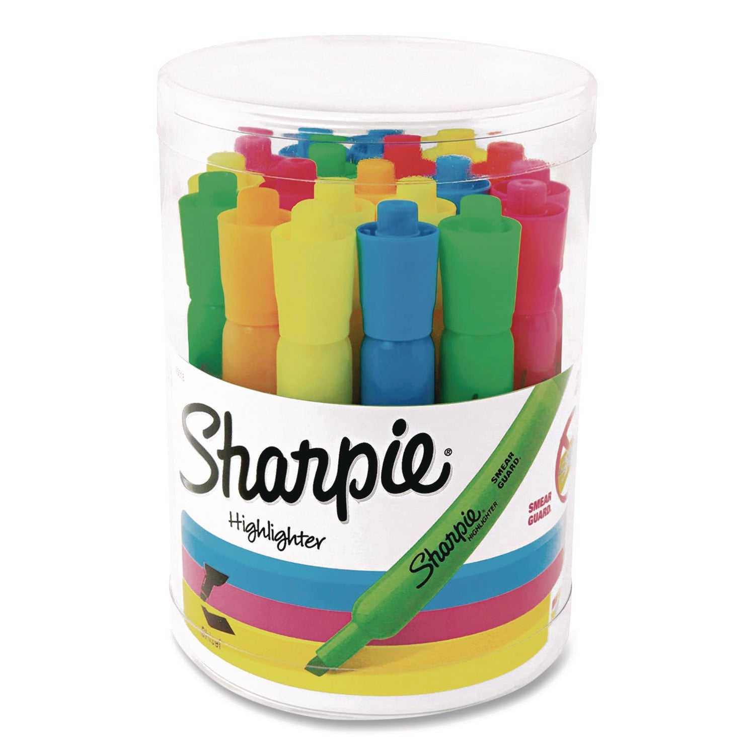 sharpie-r-smear-guard-tank-highlighters-assorted-ink-chisel-tip-assorted-barrel-20-pack-san25018_1