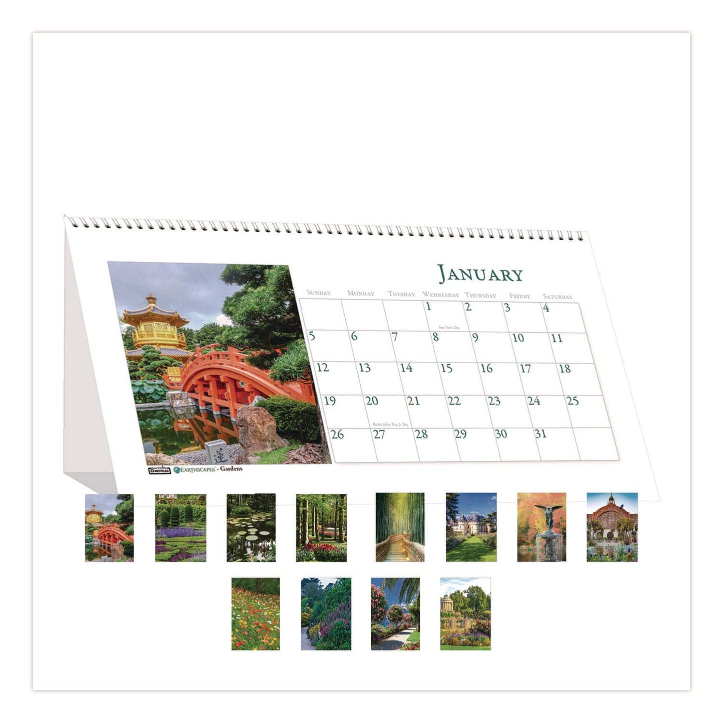 house-of-doolittle-recycled-gardens-of-the-world-monthly-desktop-calendar-garden-scene-photography-8-5-x-4-25-white-12-month-jan-dec-2025-hod30925_4