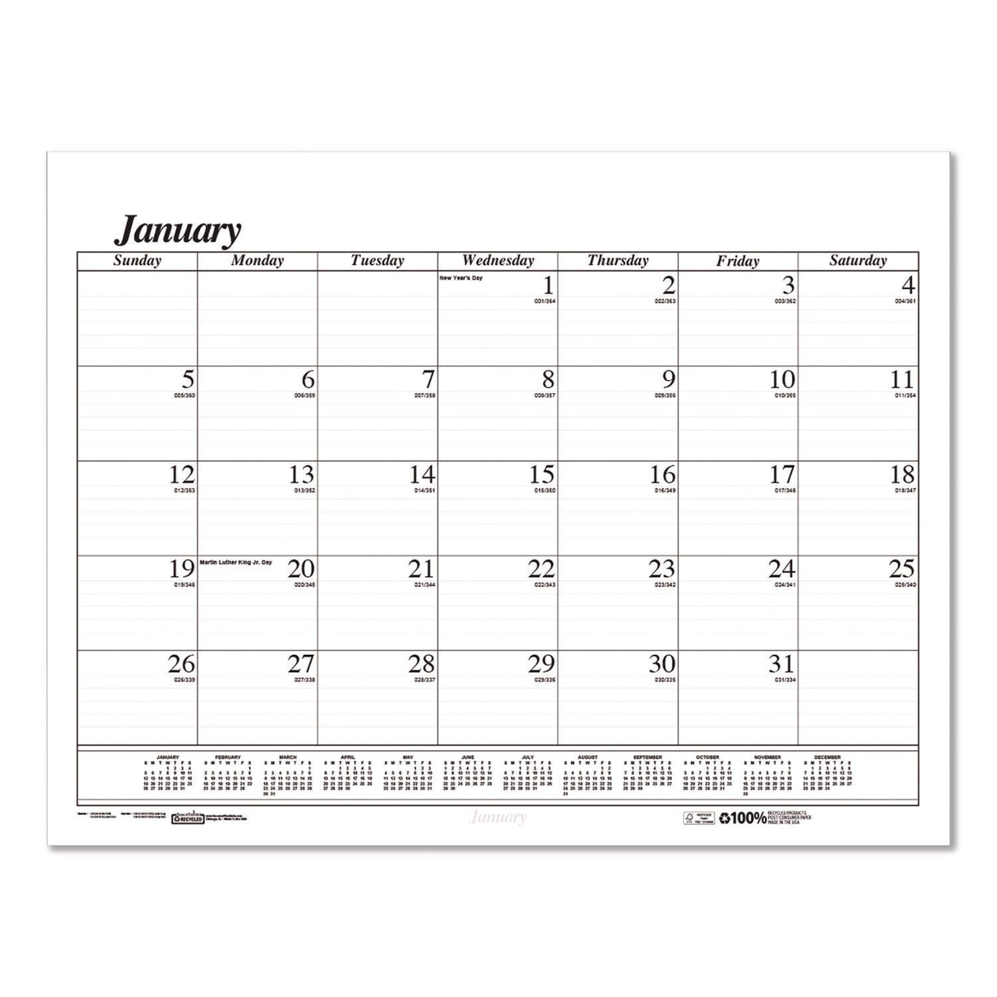 house-of-doolittle™-recycled-economy-monthly-desk-pad-calendar-22-x-17-white-black-sheets-12-month-jan-to-dec-2025-hod12625_1