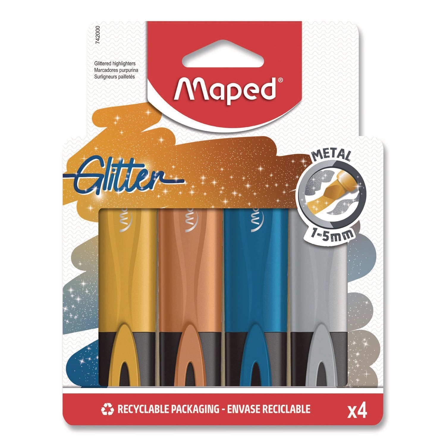 maped-helix-fluo-peps-metallic-glitter-highlighter-assorted-ink-chisel-tip-assorted-barrel-4-pack-mhx742000_1