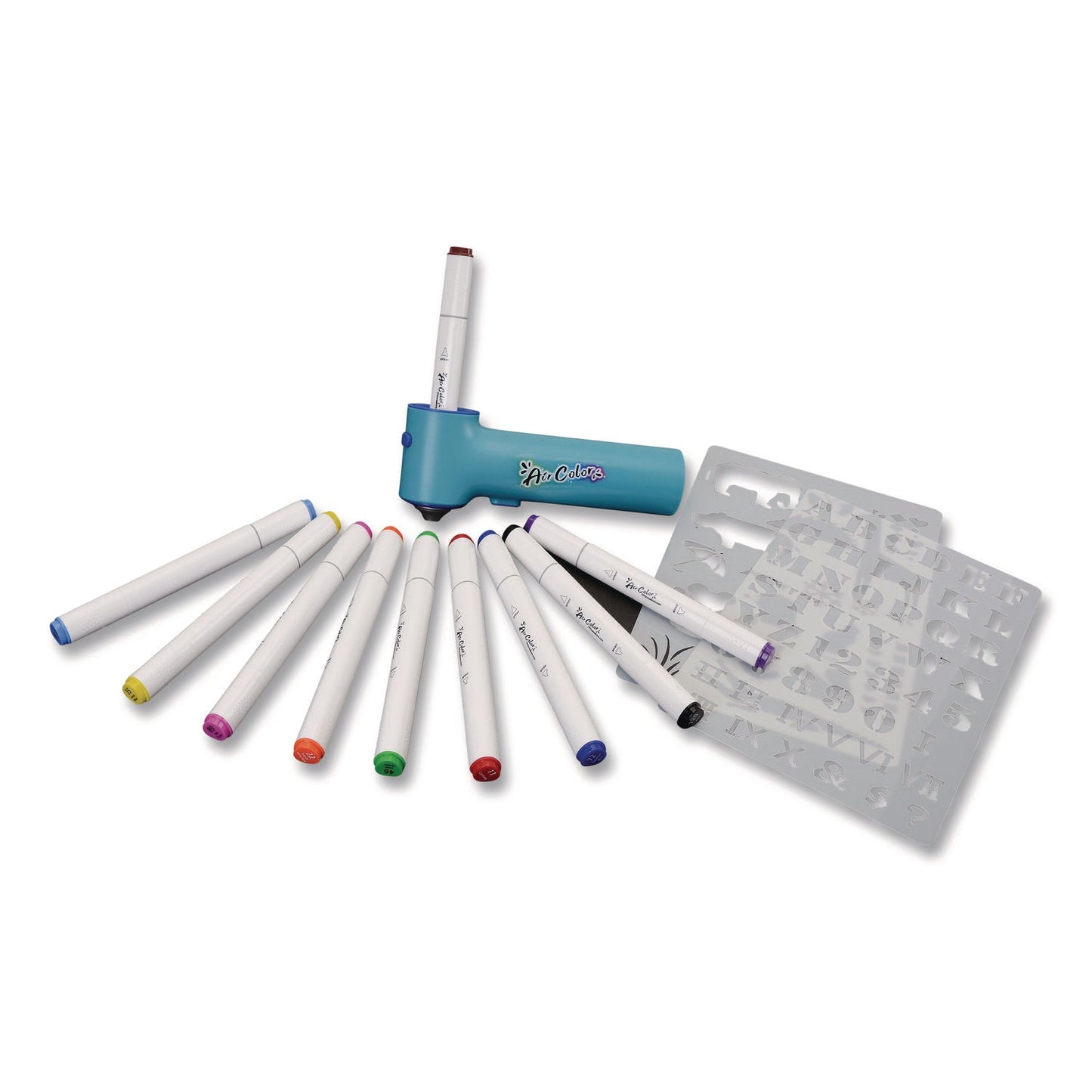 tpg-creations-aircolor-airbrush-kit-10-markers-2-stencils-1-airbrush-1-charging-cable-4-kits-carton-tpg49004_5