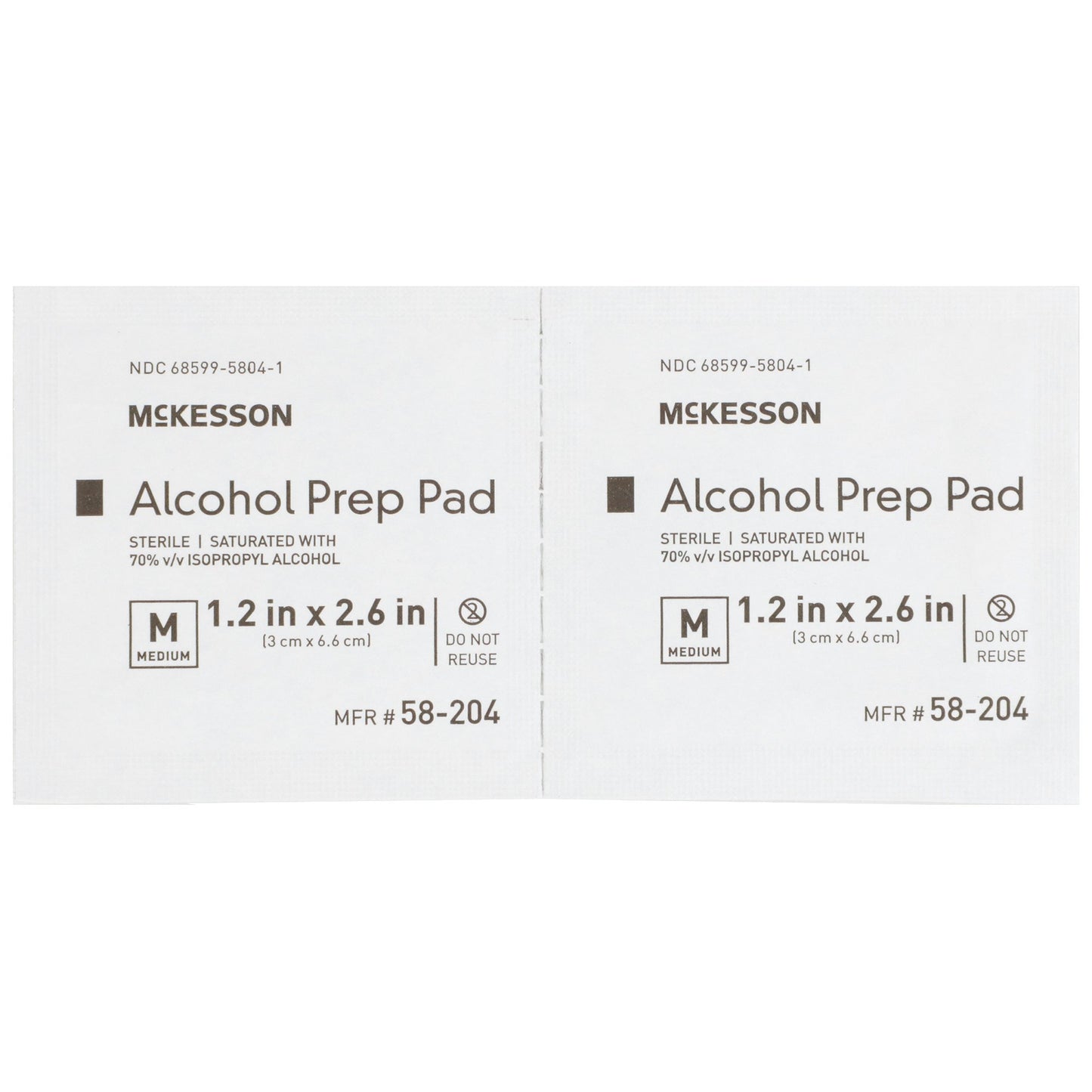 McKesson Alcohol Prep Pad 70% Strength Isopropyl Alcohol Individual Packet Medium Sterile (191089_CS)