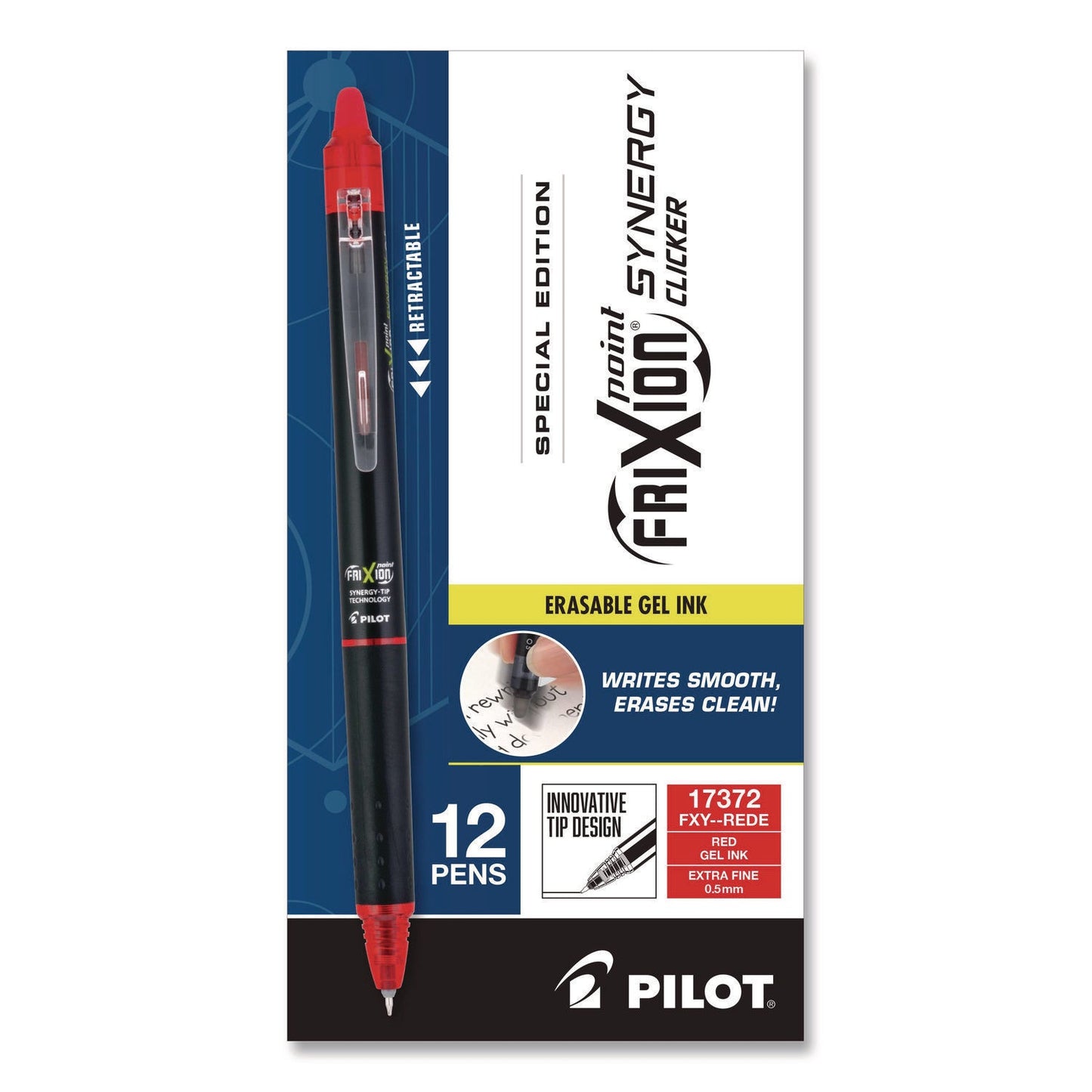 pilot®-frixion-synergy-clicker-erasable-gel-pen-retractable-extra-fine-0-5-mm-red-ink-black-red-barrel-dozen-pil17372_2