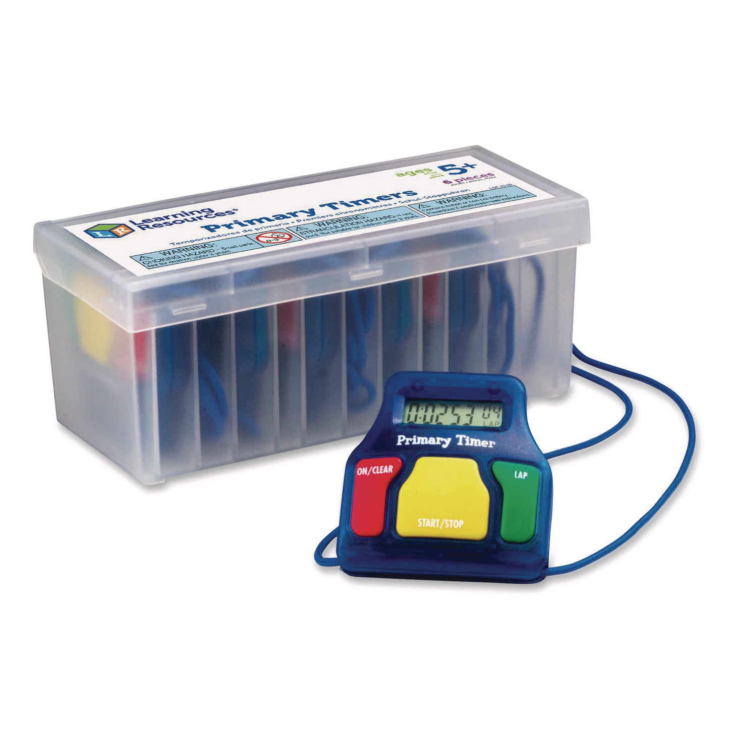 Learning Resources® Student Timer, LCD, 2.5 x 6.3 x 2.5, Assorted Colors, 6 Timers (LRNLER8136)
