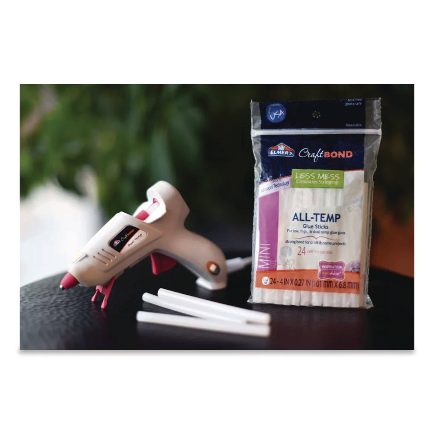 Elmer's® CraftBond Less Mess All-Temp Glue Sticks, 0.27" x 4", Dries Clear, 24/Pack (EPIE6055)