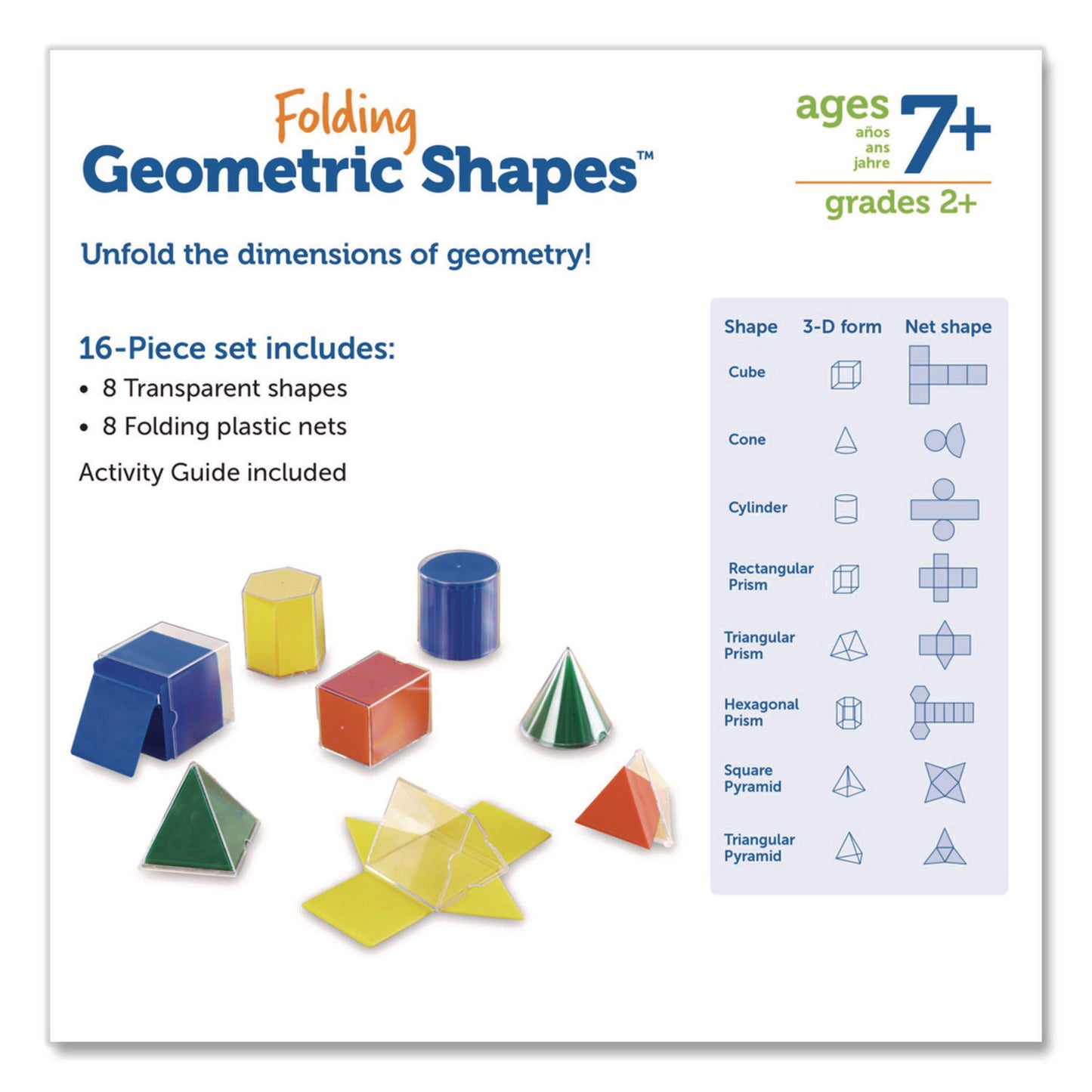 Learning Resources® Folding Geometric Shapes, Grades 2 to 6, 16 Pieces (LRNLER0921)