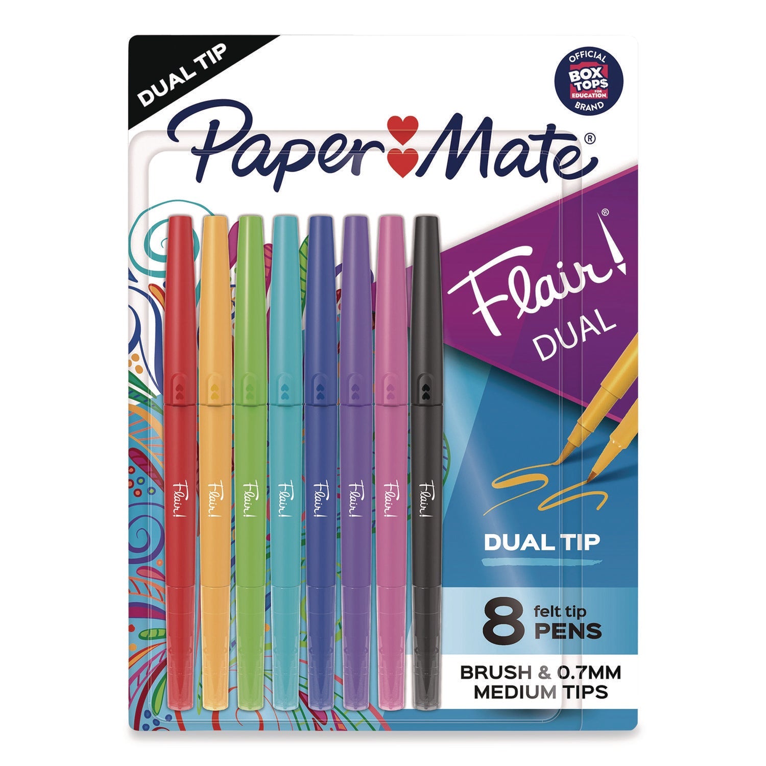 paper-mate®-flair-dual-porous-point-pen-stick-medium-0-7-mm-bullet-pressure-sensitive-brush-assorted-ink-and-barrel-colors-8-pack-san2181604_1