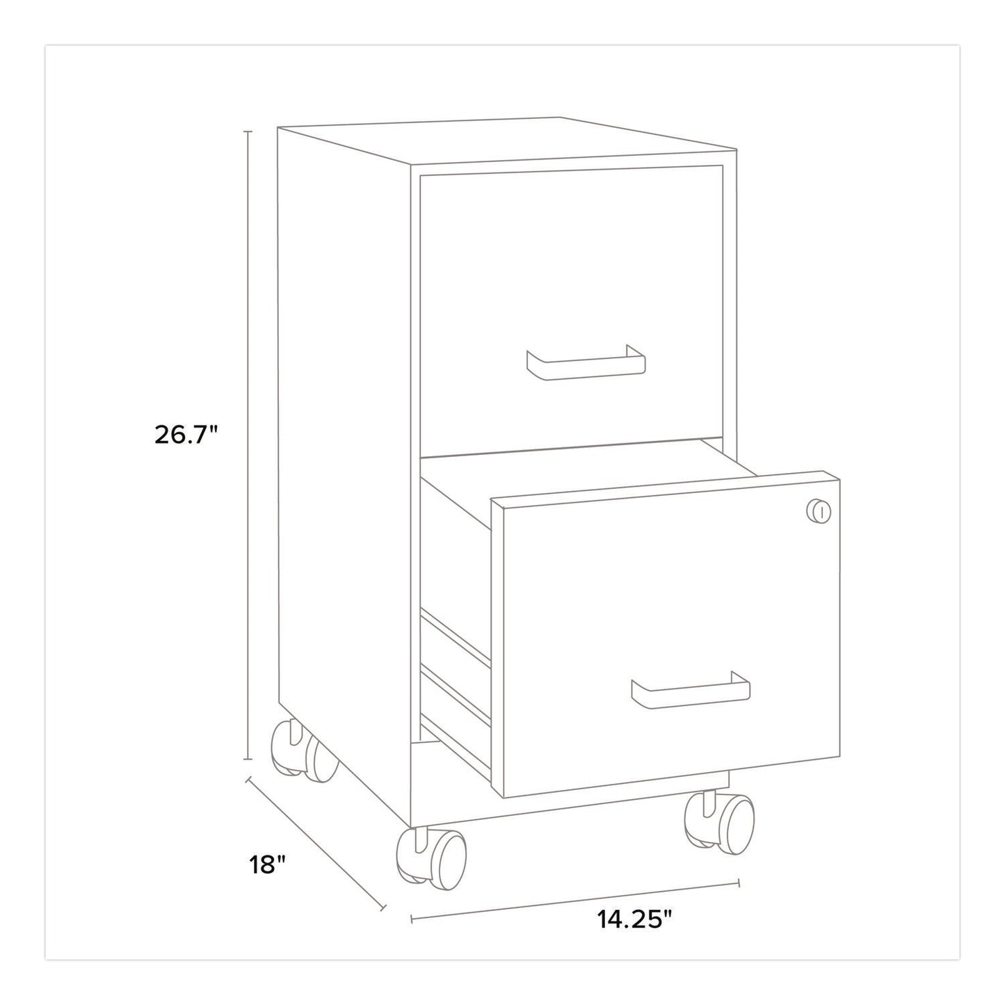 Alera® Two-Drawer Mobile Vertical File, 2 Letter-Size File Drawers, 14.25 x 18 x 26.7, Black (ALEHSVF1824BL)