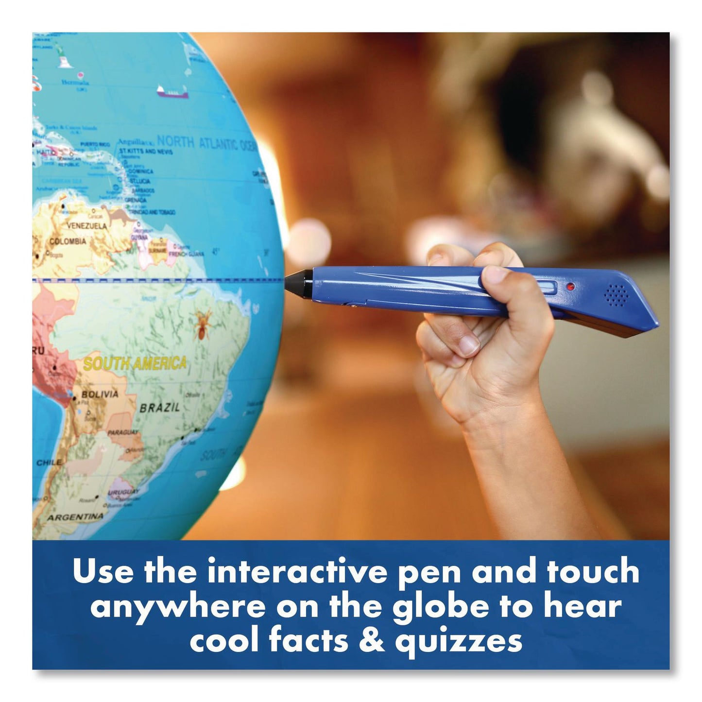 Educational Insights® Geosafari Jr. Talking Globe, 12" dia, Semi-Meridian Mount, Blue Base (EII8888)