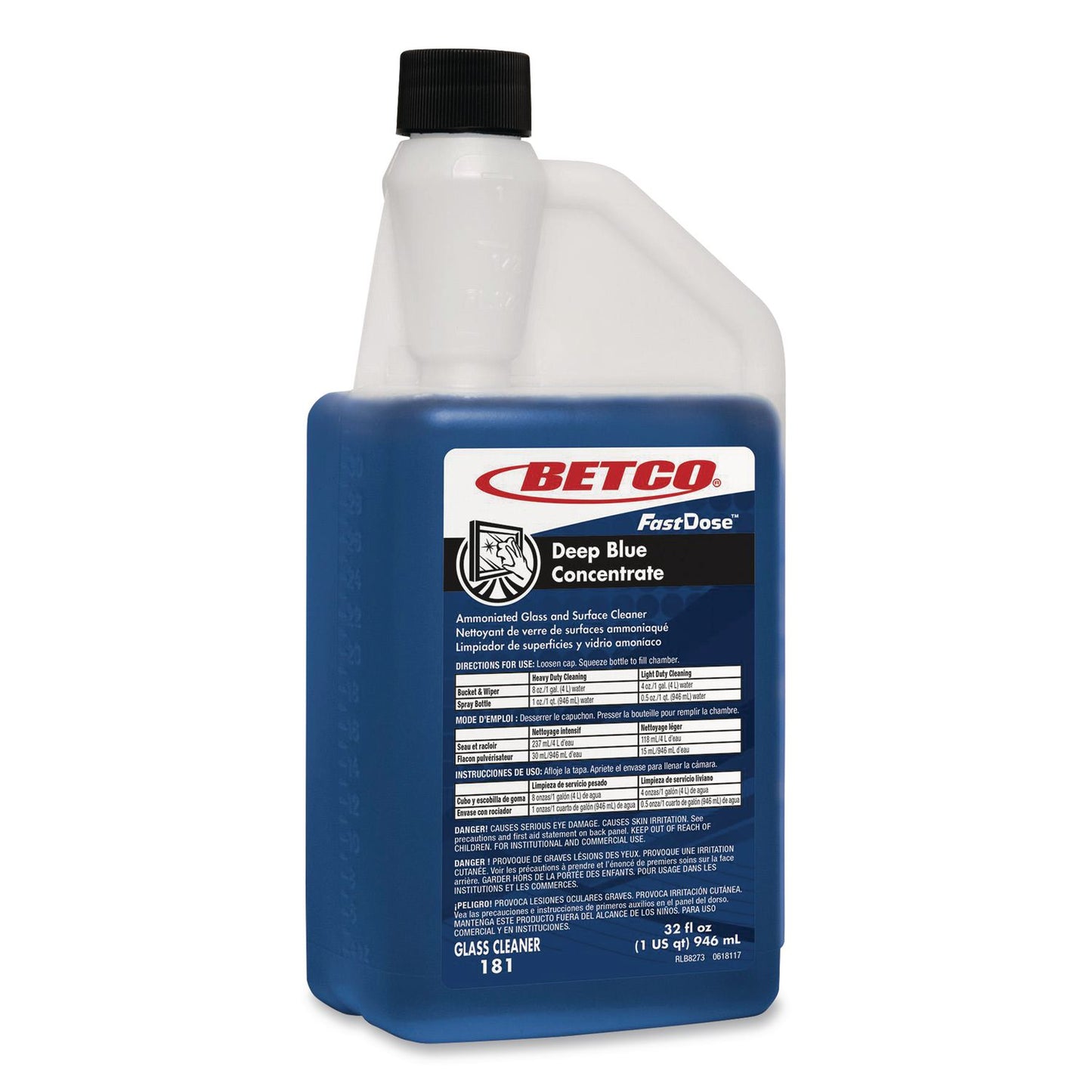 Betco® Deep Blue Glass and Surface Cleaner, 32 oz Bottle, 6/Carton (BET1814800)