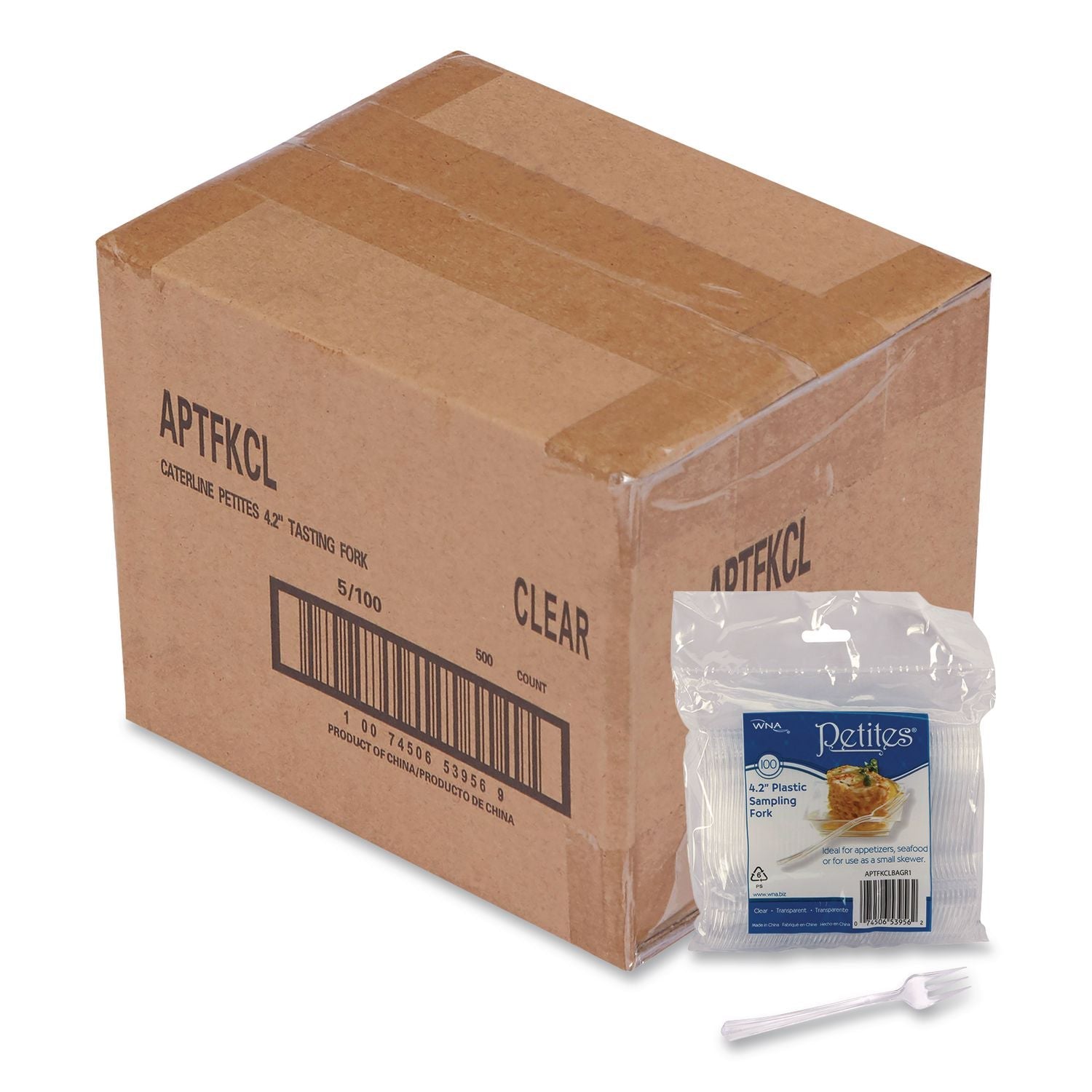 wna-petites-mini-utensils-medium-duty-petite-tasting-fork-plastic-clear-500-carton-wnaaptfkcl_1