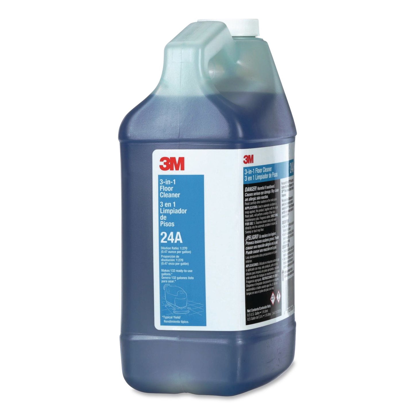 3M™ 3-in-1 Floor Cleaner Concentrate 24A, Fresh Scent, 0.5 gal Bottle, 4/Carton (MMM24A)