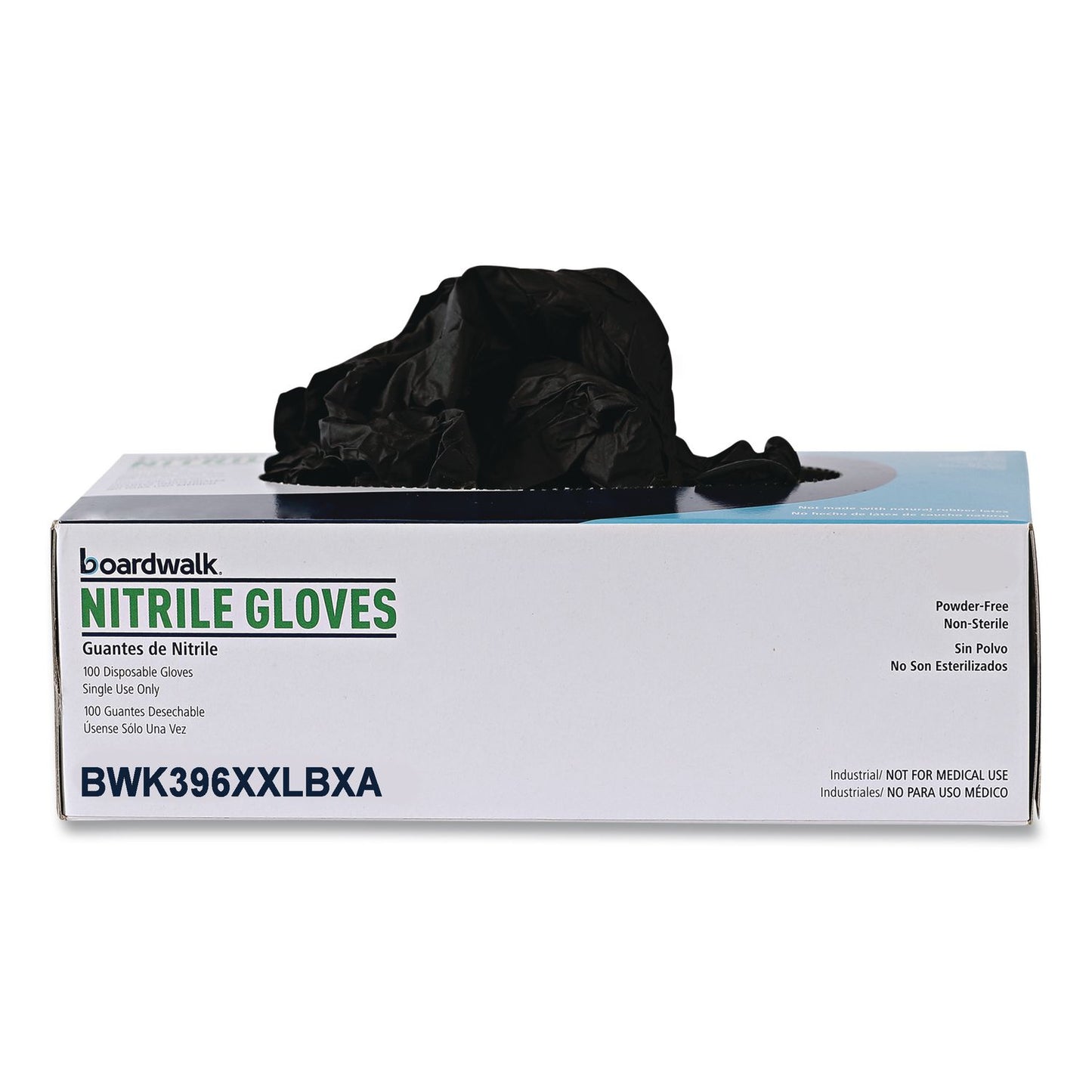 Boardwalk® 396 Series Disposable General-Purpose Nitrile Gloves, Powder-Free, XX-Large, 4.4 mil Thick, 9.5" Long, Black,100/Box,10 BX/CT (BWK396XXLCTA)