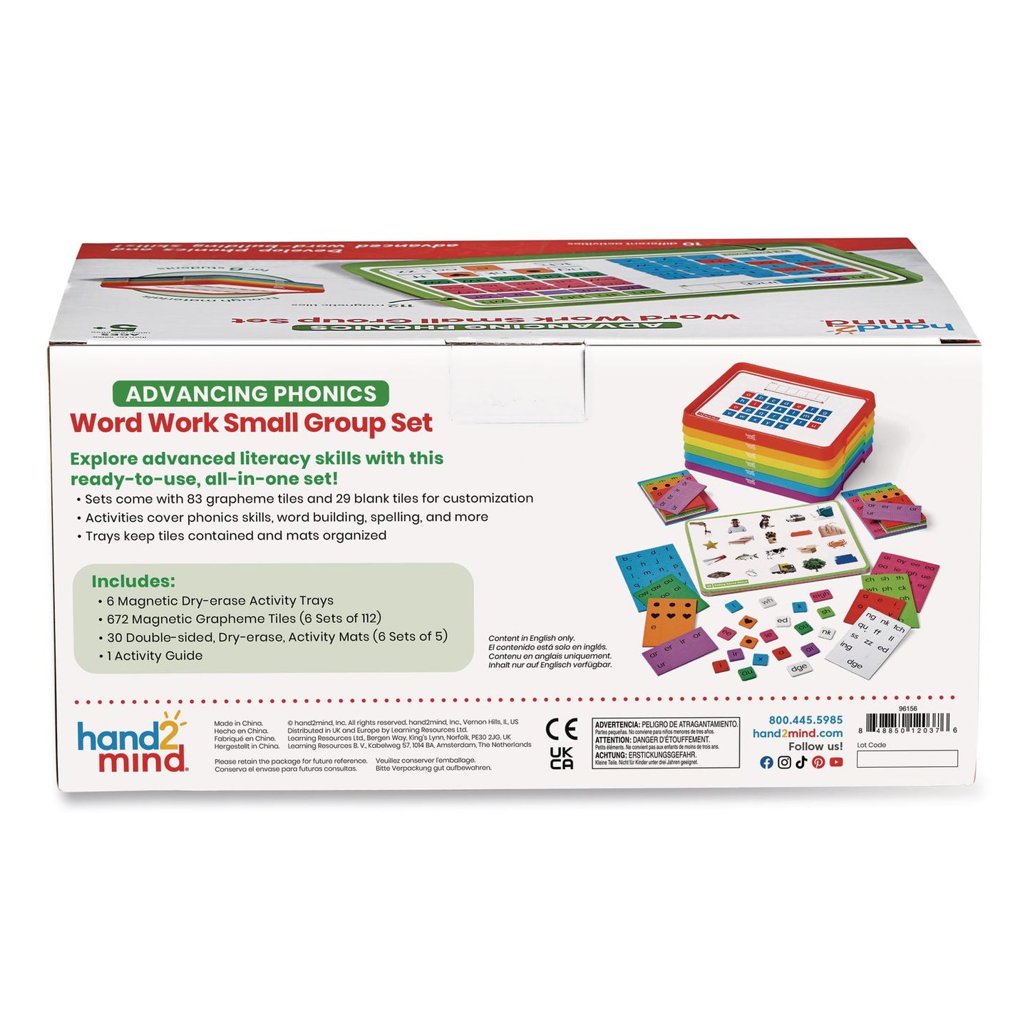 hand2mind® Advancing Phonics Word Work Small Group Set, 2 to 6 Players, Grades Pre-K to 2 (HDM96156)