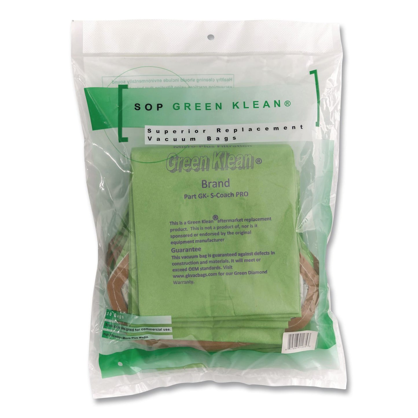 Green Klean® GK-S-Coach-PRO Replacement Bag, 10 Bags/Pack, 10 Packs/Carton (GRKGKSCOACHPRO)