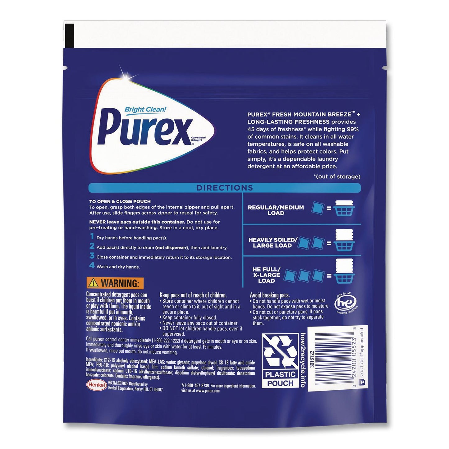 Purex® 4-in-1 HE Laundry Detergent Pacs, 66 Pods/Bag, 4 Bags/Carton (DIA05524)