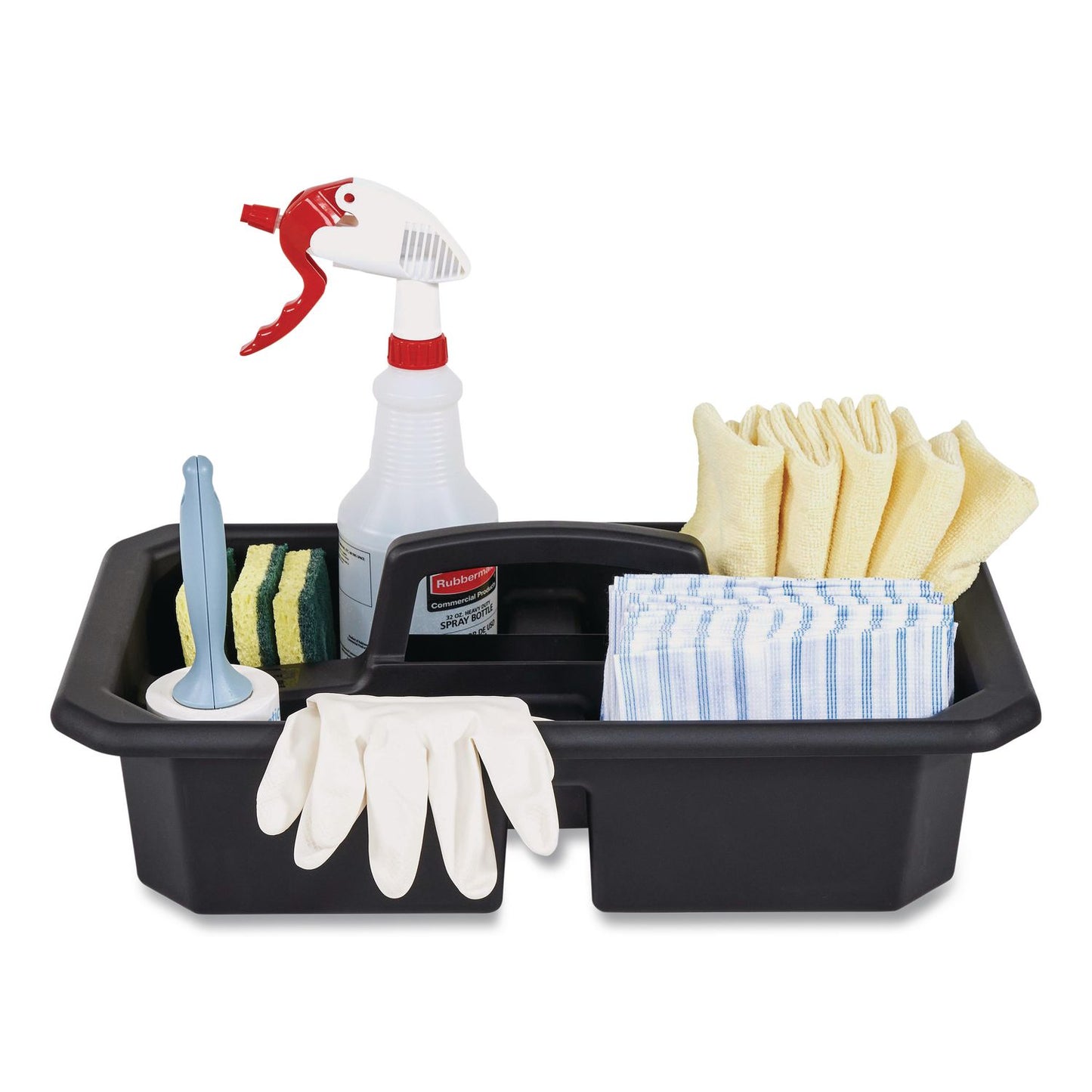 Rubbermaid® Commercial Cleaning Caddy, Compatible with Full Size and Compact Housekeeping Carts, Plastic, Black, 6/Carton (RCP2202586)
