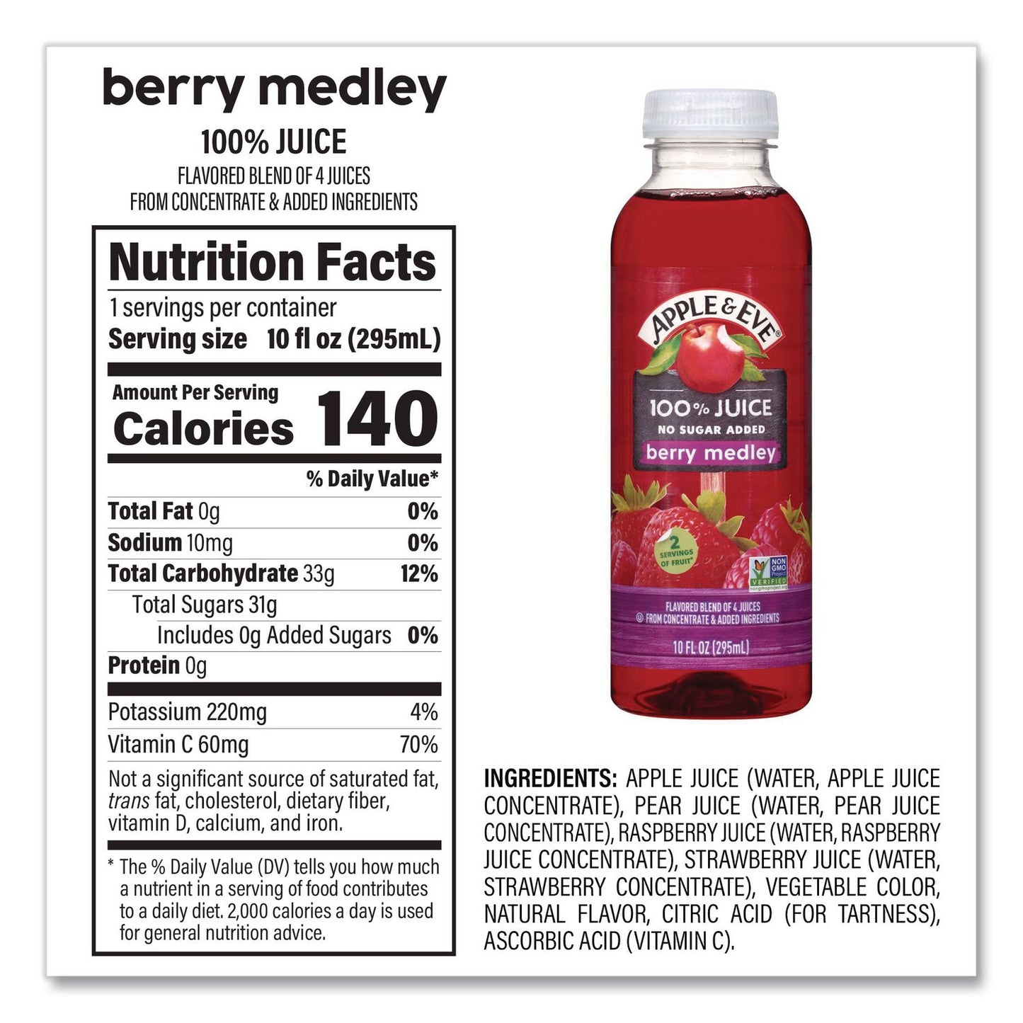 Apple & Eve® 100% Fruit Juice Variety Pack, Assorted Flavors, 10 oz Bottle, 24/Carton (GRR22002662)