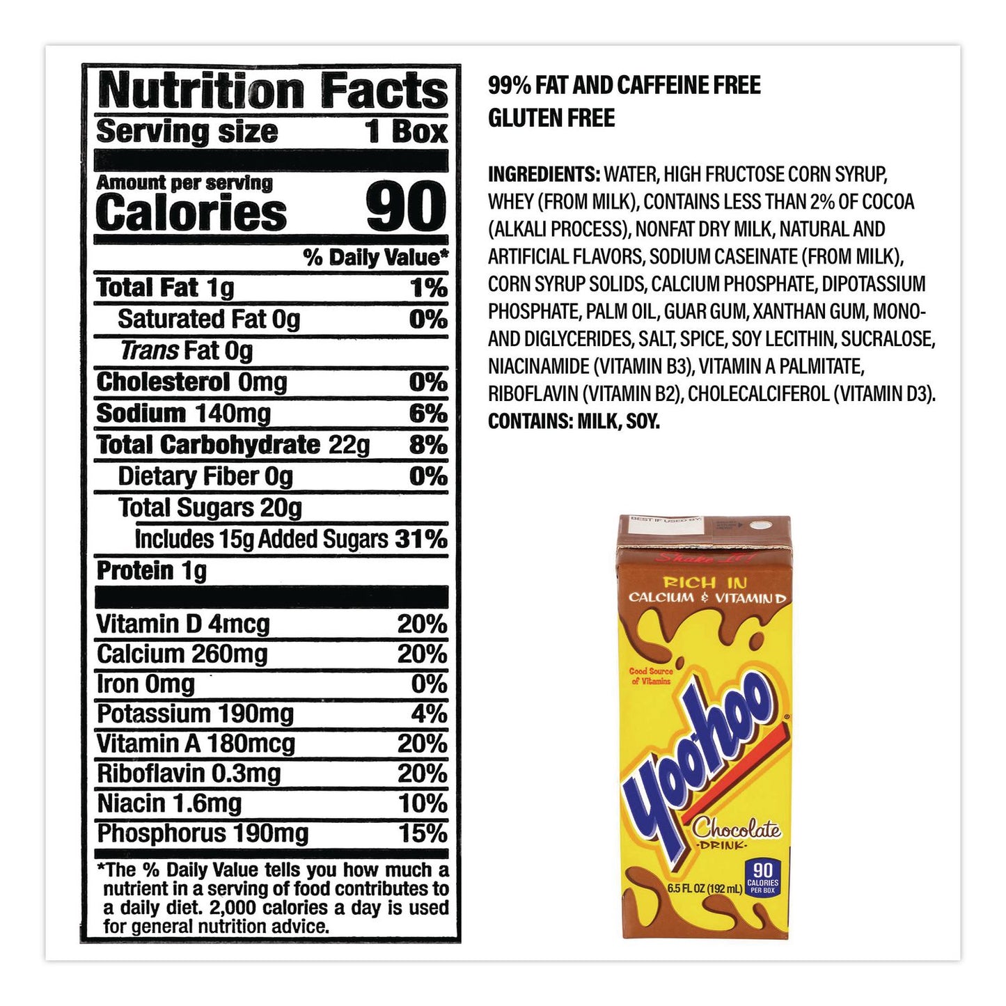 Yoo-hoo® Chocolate Drink Boxes, Chocolate, 6.5 oz Box, 40/Carton (GRR22002682)