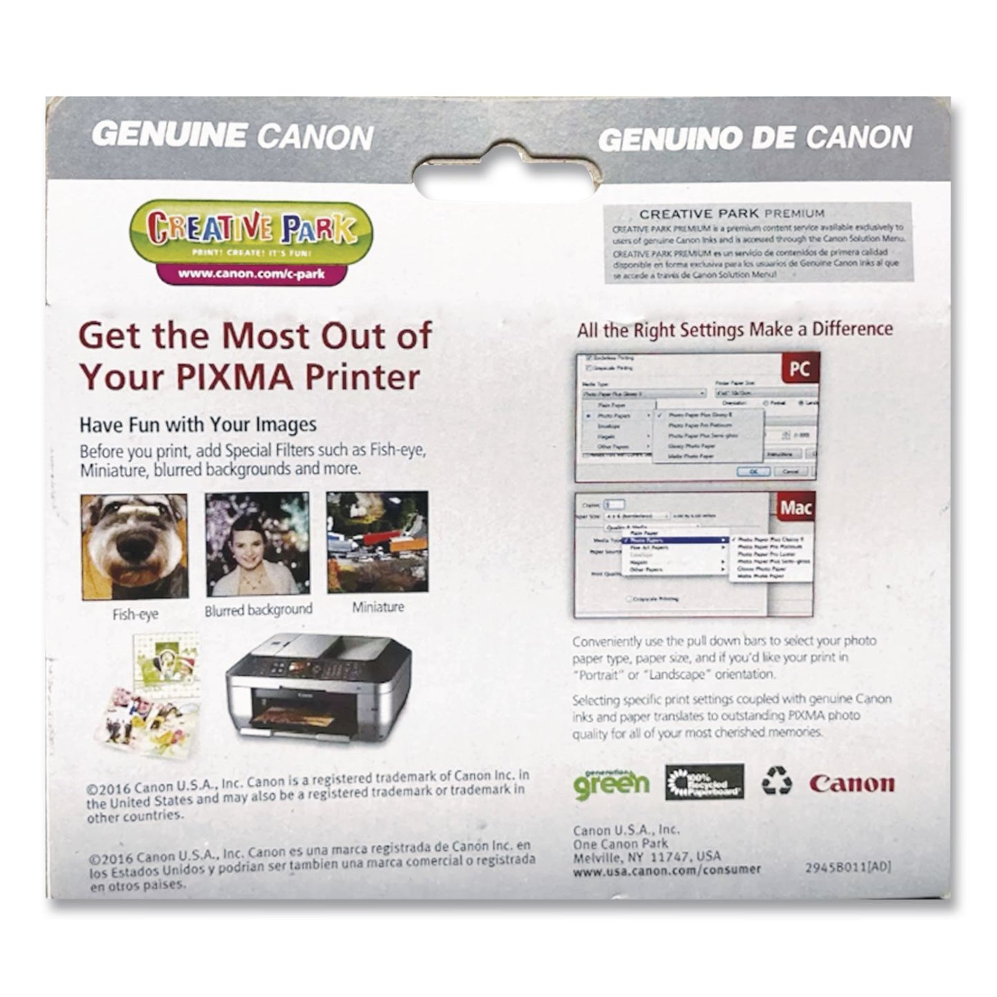 Canon® 2945B011 (PGI-220/CLI-221) ChromaLife100+ Ink/Paper Combo, Black/Cyan/Magenta/Yellow (CNM2945B011)