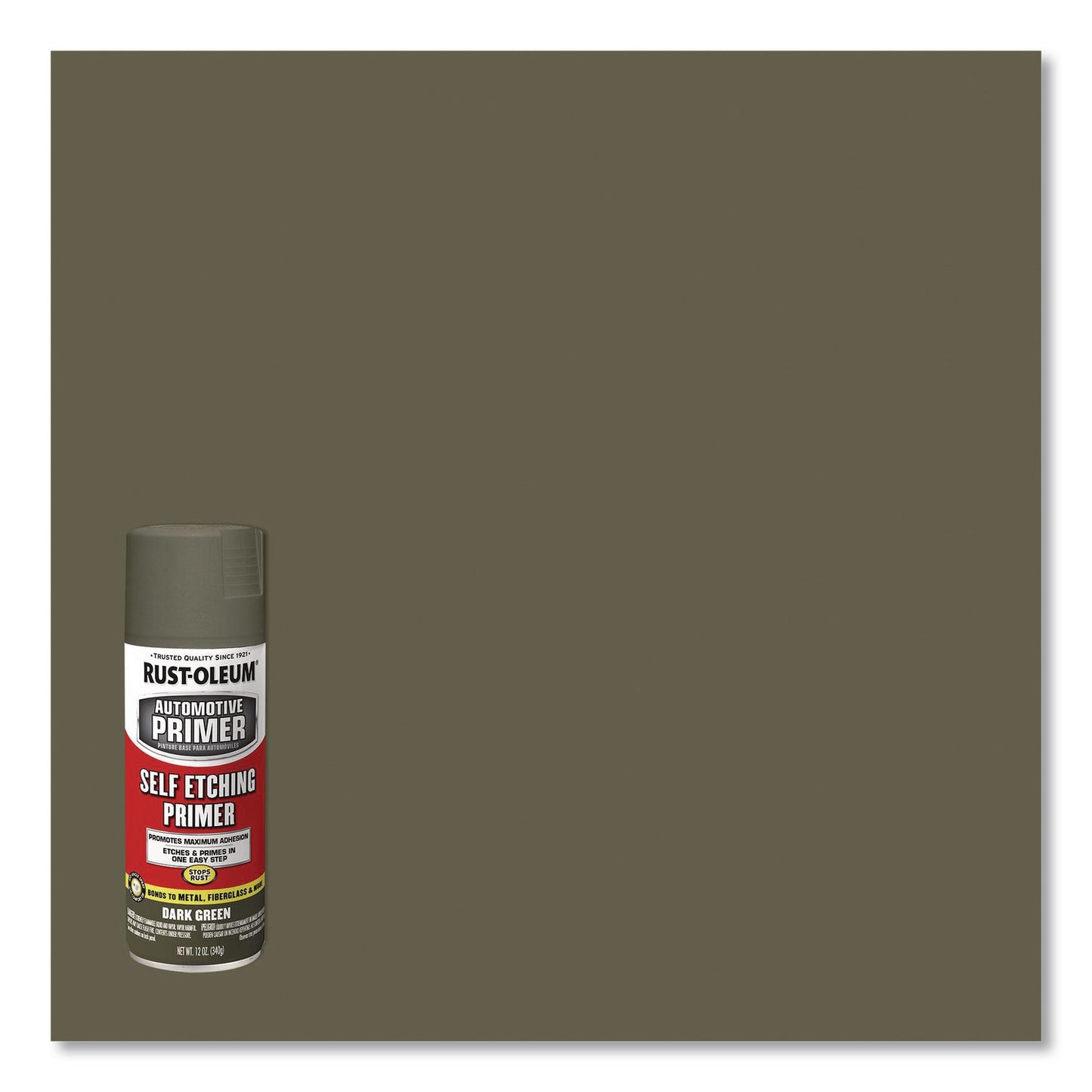 Rust-Oleum® Self Etching Primer, Flat Dark Green, 12 oz Aerosol Can, 6/Carton (RST249322)