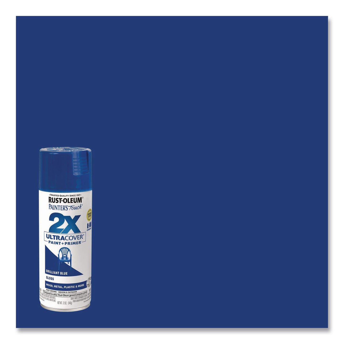 Rust-Oleum® Painter's Touch 2X Ultra Cover Spray Paint, Gloss Brilliant Blue, 12 oz Aerosol Can, 6/Carton (RST334027)