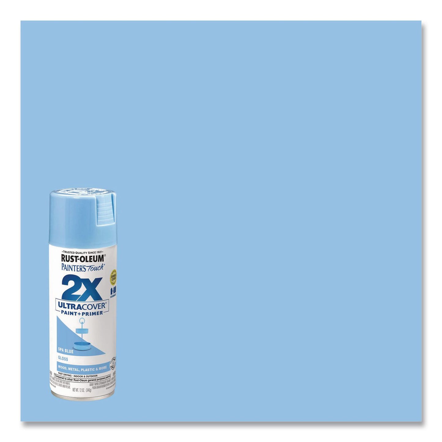 Rust-Oleum® Painter's Touch 2X Ultra Cover Spray Paint, Gloss Spa Blue, 12 oz Aerosol Can, 6/Carton (RST334045)