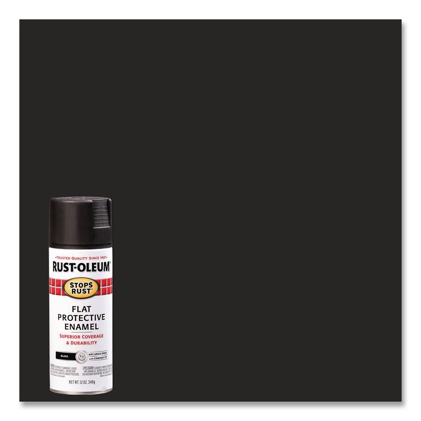 Rust-Oleum® Stops Rust Spray Paint, Flat Black, 12 oz Aerosol Can, 6/Carton (RST7776830)