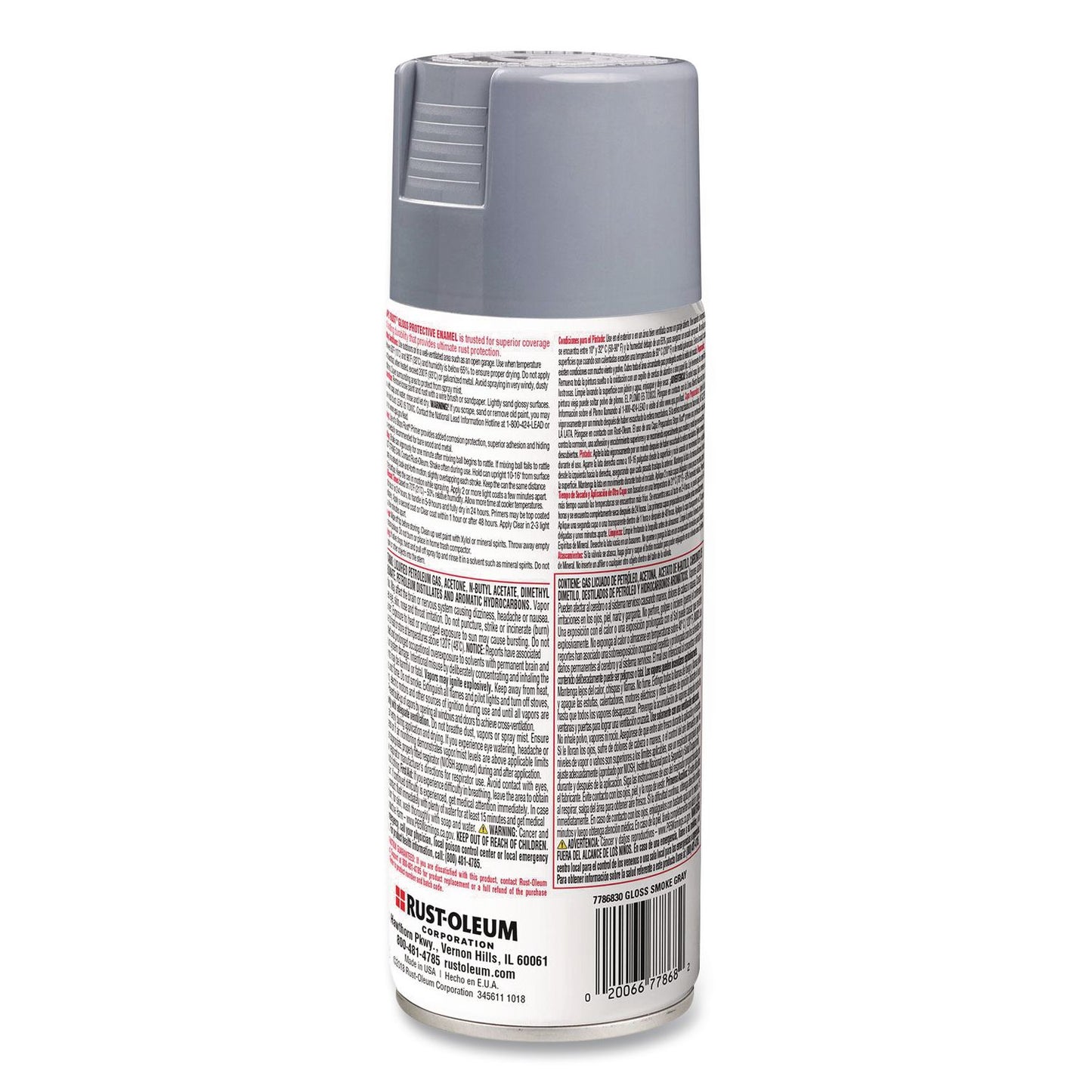 Rust-Oleum® Stops Rust Spray Paint, Gloss Smoke Gray, 12 oz Aerosol Can, 6/Carton (RST7786830)