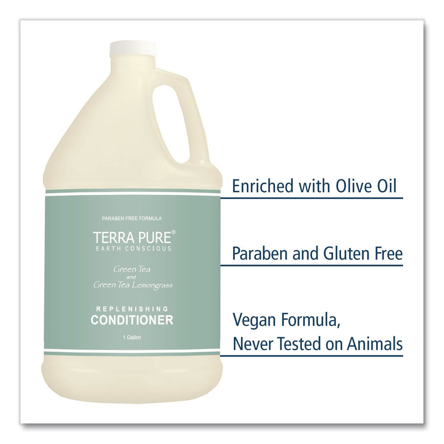 Diversified Hospitality Solutions Terra Pure Conditioner Gallon, Green Tea Lemongrass Scent, 1 gal Bottle (DHS002256EA)
