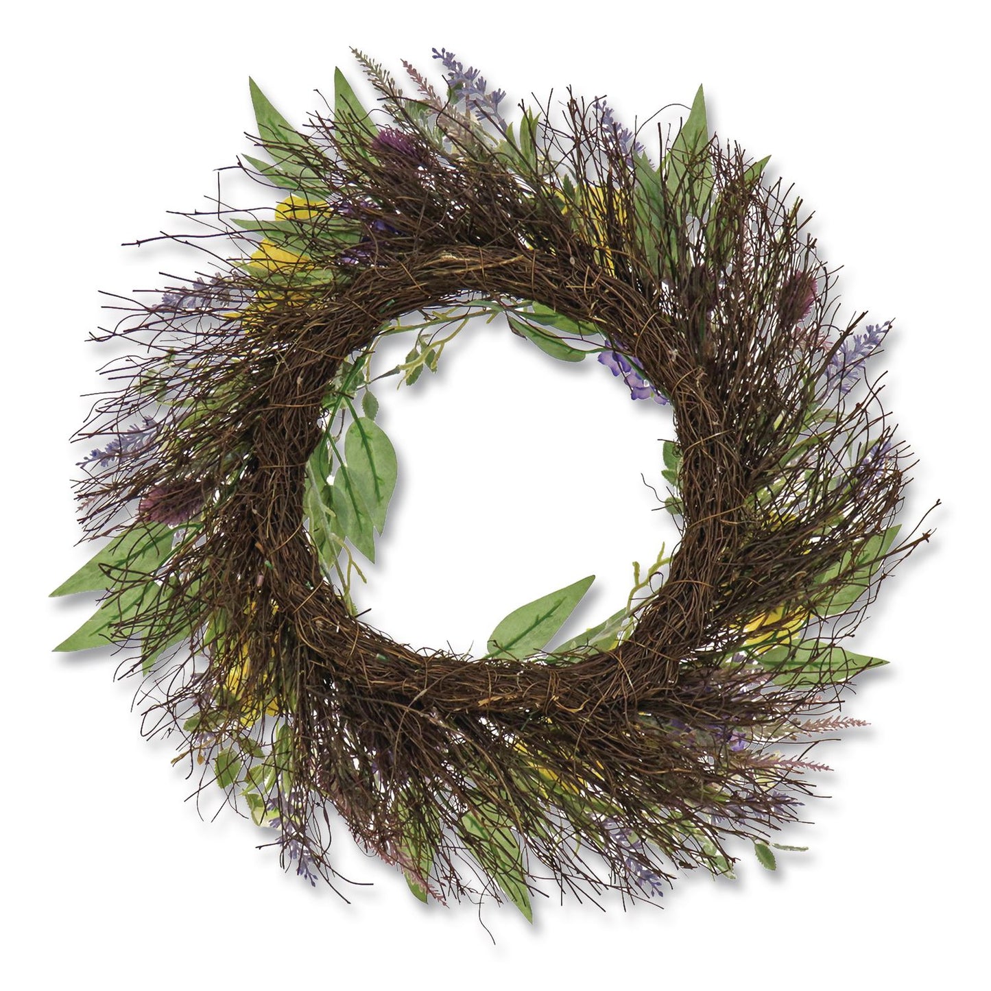 National Tree Company® Pansy and Lavender Wreath, 22" Diameter x 4.5" h, Yellow (NTTDL8765F22224)