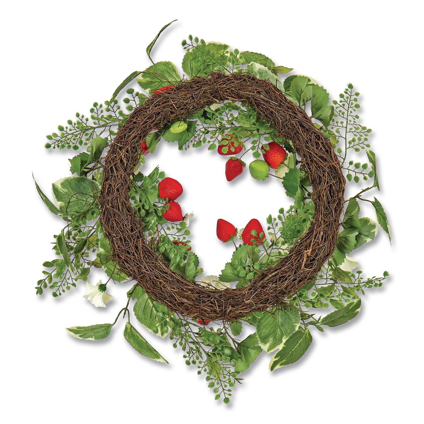 National Tree Company® Petunia and Strawberry Wreath, 22" Diameter x 5"h, White (NTTDS69S21G9324)
