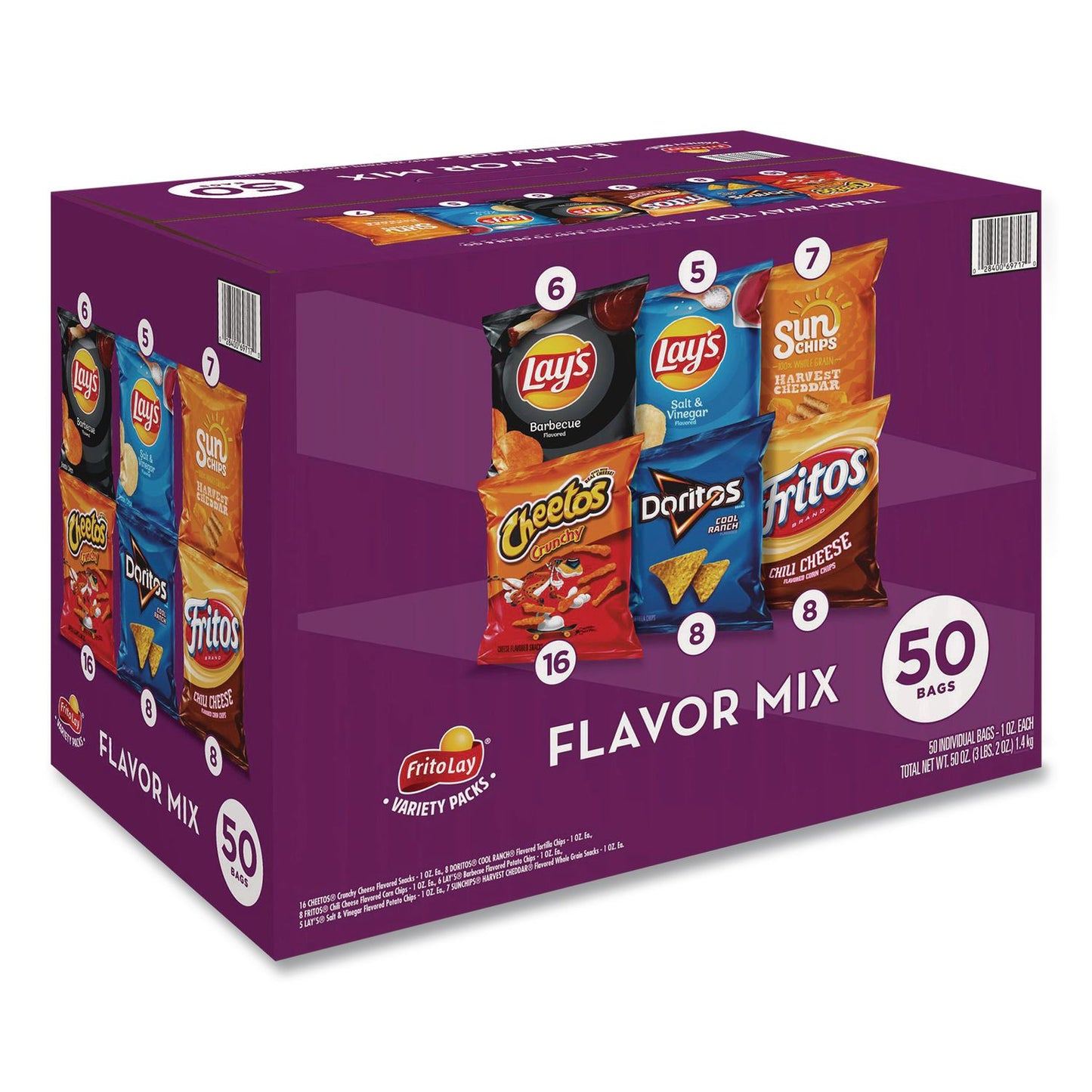 Frito-Lay Flavor Mix Variety Pack, Assorted Flavors, 1 oz Bag, 50 Bags/Carton (GRR22002671)