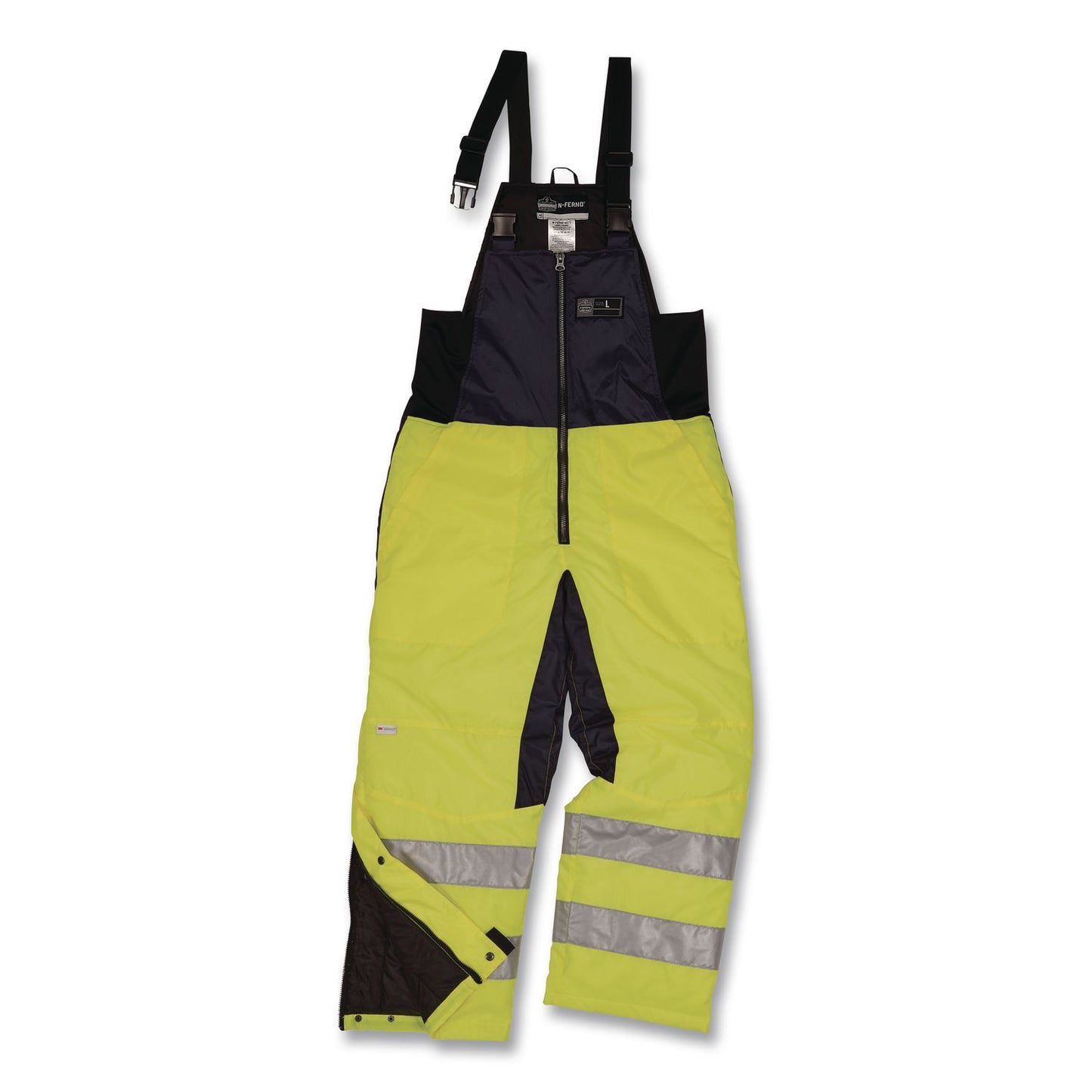 ergodyne® N-Ferno 6479 Hi-Vis Freezer Bib Overalls, X-Small, Lime (EGO41281)