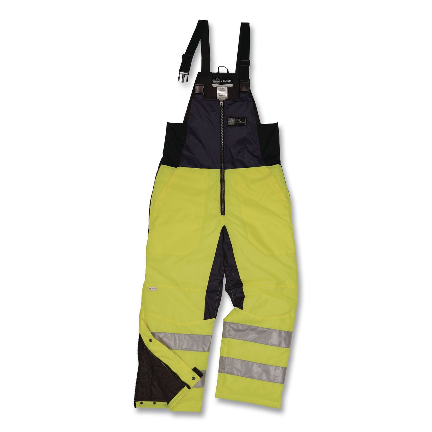ergodyne® N-Ferno 6479 Hi-Vis Freezer Bib Overalls, Small, Lime (EGO41282)