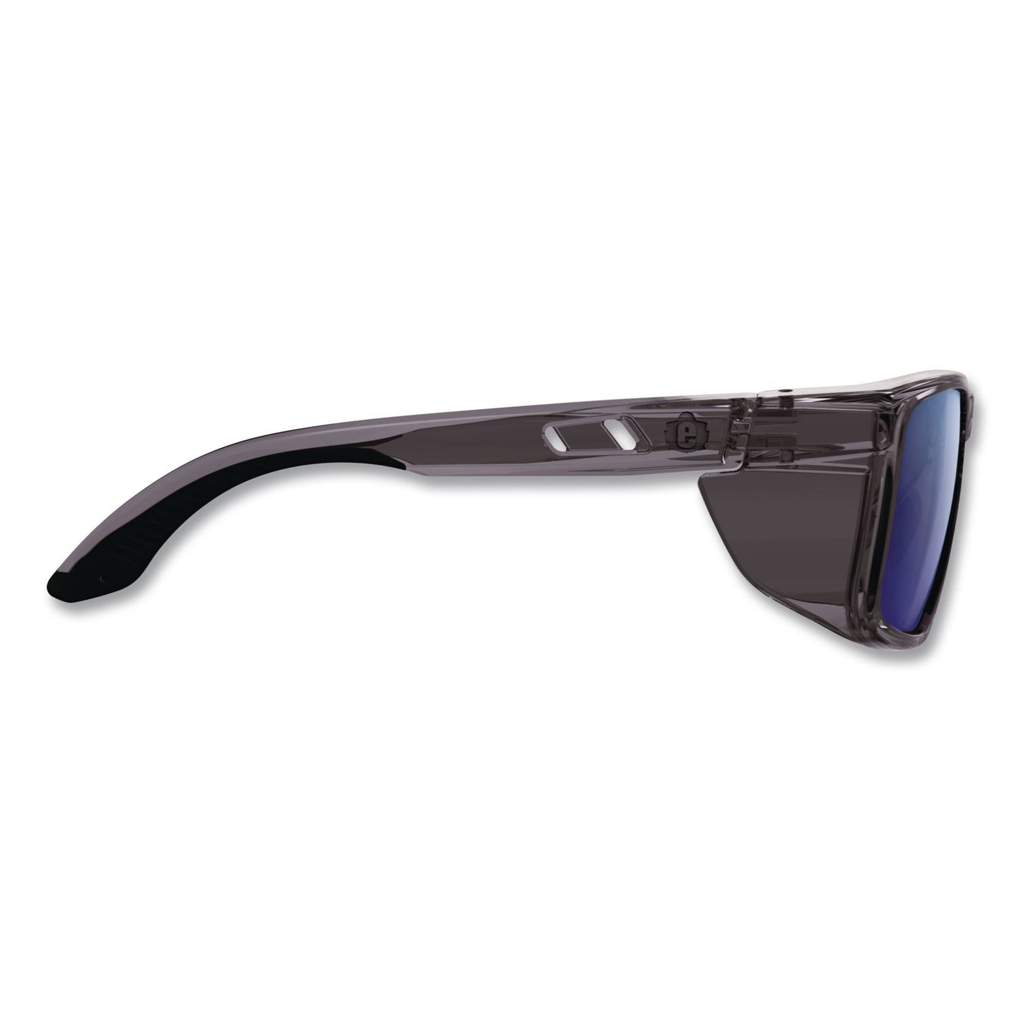 ergodyne® Skullerz SIXTEN Anti-Scratch/Enhanced Anti-Fog Safety Glasses w/Side Shield, Polarized Mirrored Lens, Translucent Smoke, Blue (EGO58240)