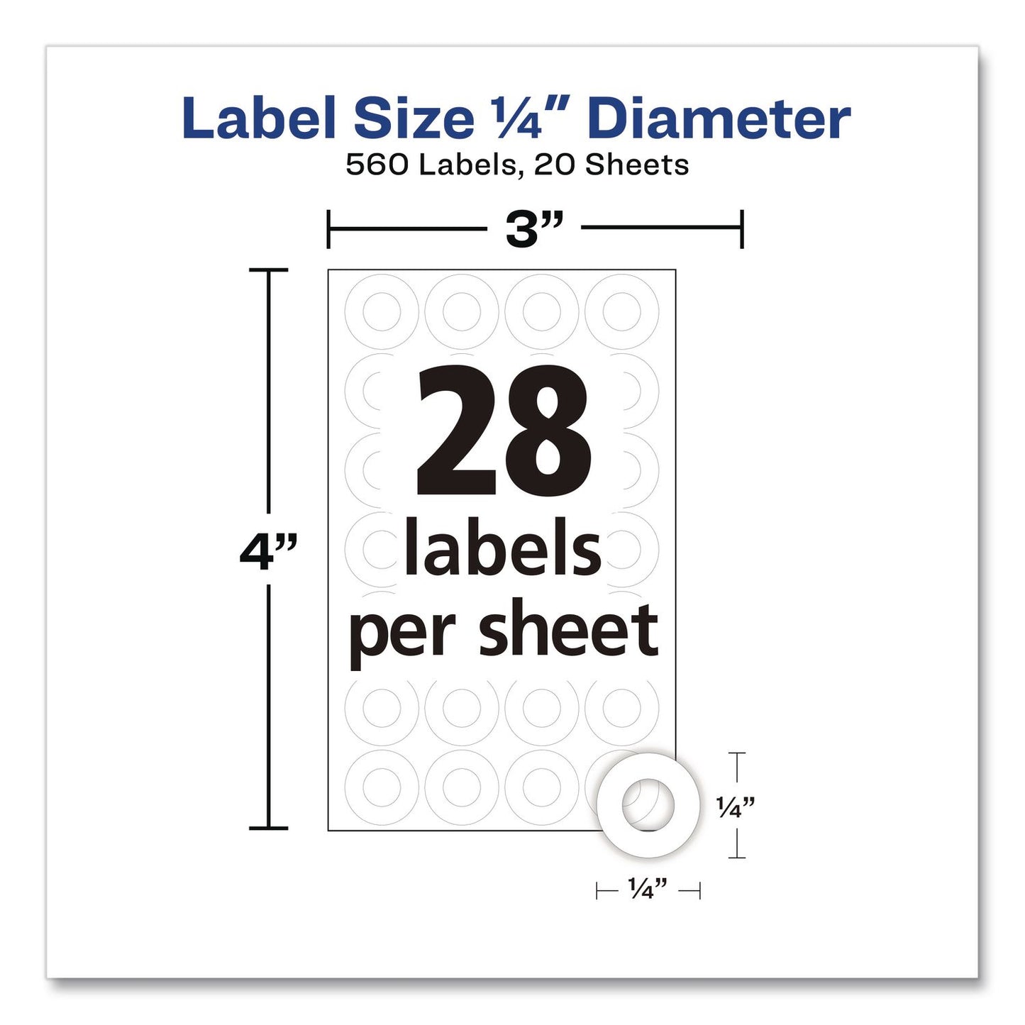 Avery® Hole Reinforcement Labels, 0.25 dia, White, 560/Pack (AVE6734)